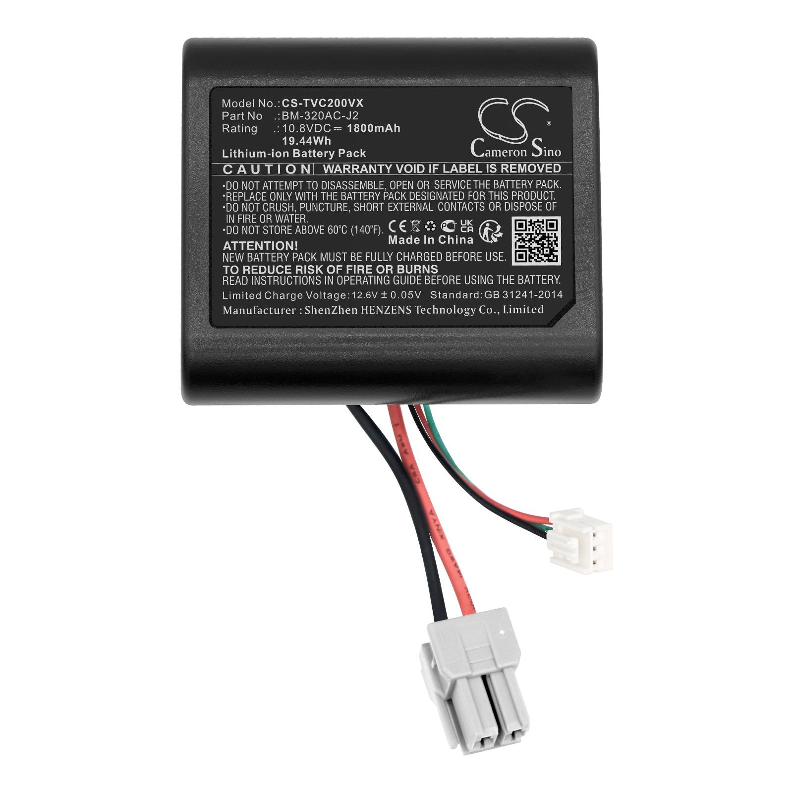 Li-ion, Vacuum Battery fits Toshiba Vc-cls1, Vc-cls11, 10.8V, 1800mAh Vacuum Cameron Sino Technology Limited