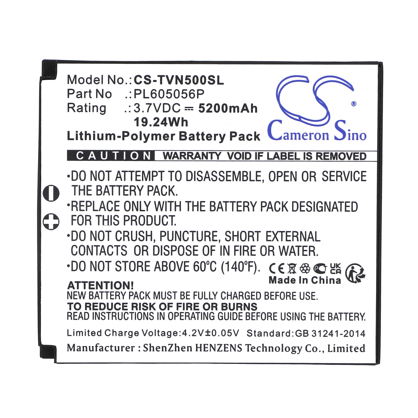 Li-Polymer, GPS, Navigator Battery fits Twonav Aventura, Aventura 500, 3.7V, 5200mAh GPS, Navigator Cameron Sino Technology Limited