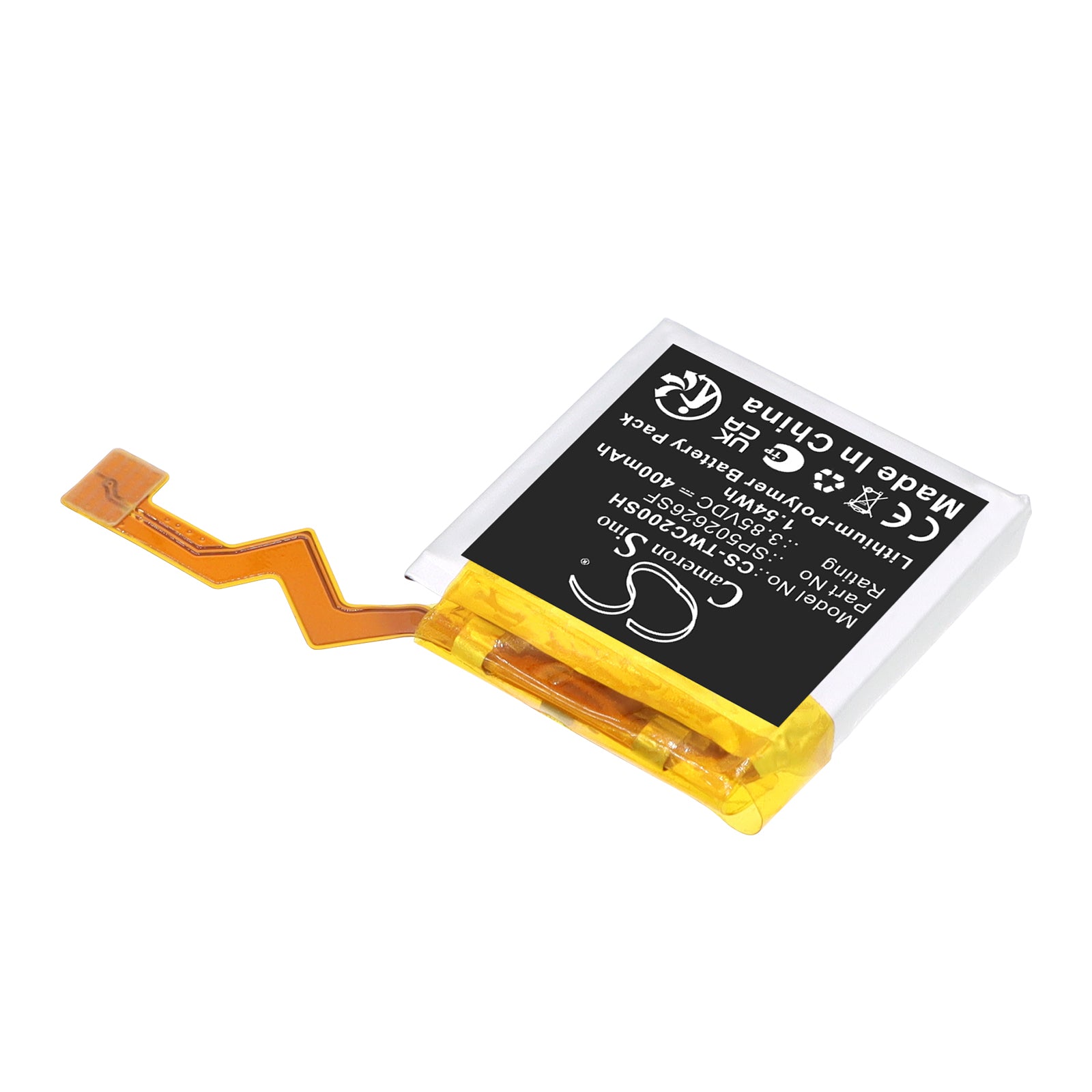 3.85V, Li-Polymer, 400mAh, Battery fits Ticwatch C2, 1.54Wh Smartwatch Cameron Sino Technology Limited