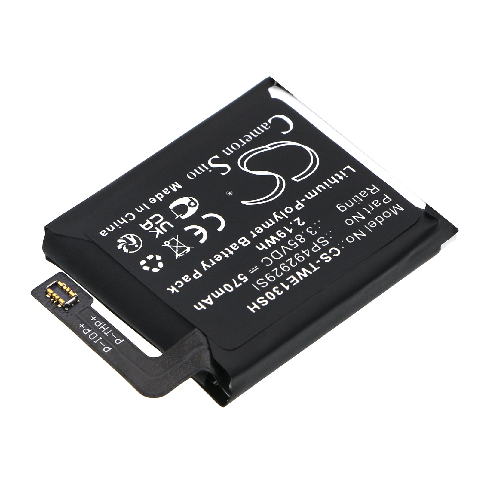 Li-Polymer, Smartwatch Battery fits Ticwatch Pro 3, 3.85V, 570mAh Smartwatch Cameron Sino Technology Limited