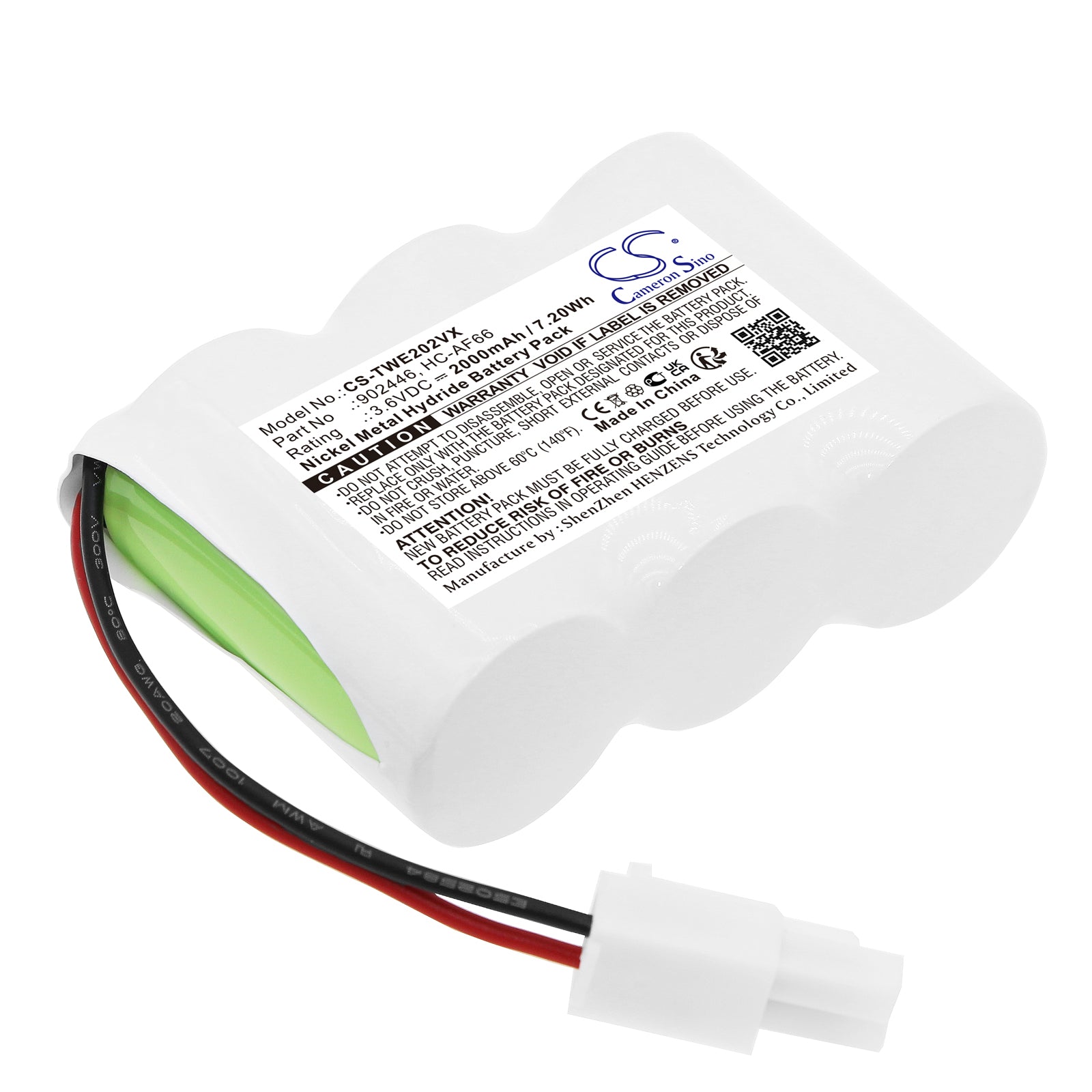 Ni-MH, Vacuum Battery fits Twinbird Hc-e202, Hc-e202w, 3.6V, 2000mAh Vacuum Cameron Sino Technology Limited