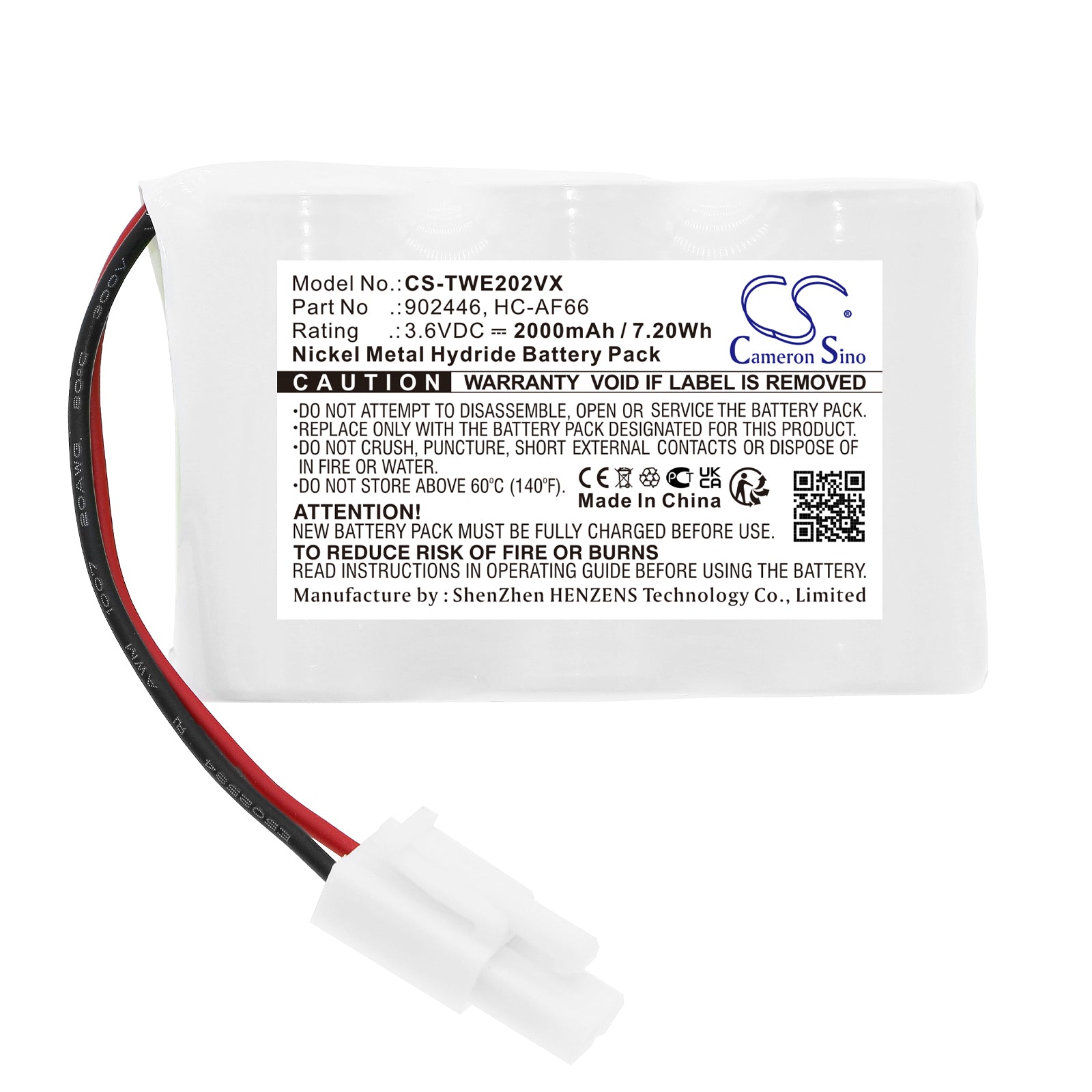 Ni-MH, Vacuum Battery fits Twinbird Hc-e202, Hc-e202w, 3.6V, 2000mAh Vacuum Cameron Sino Technology Limited