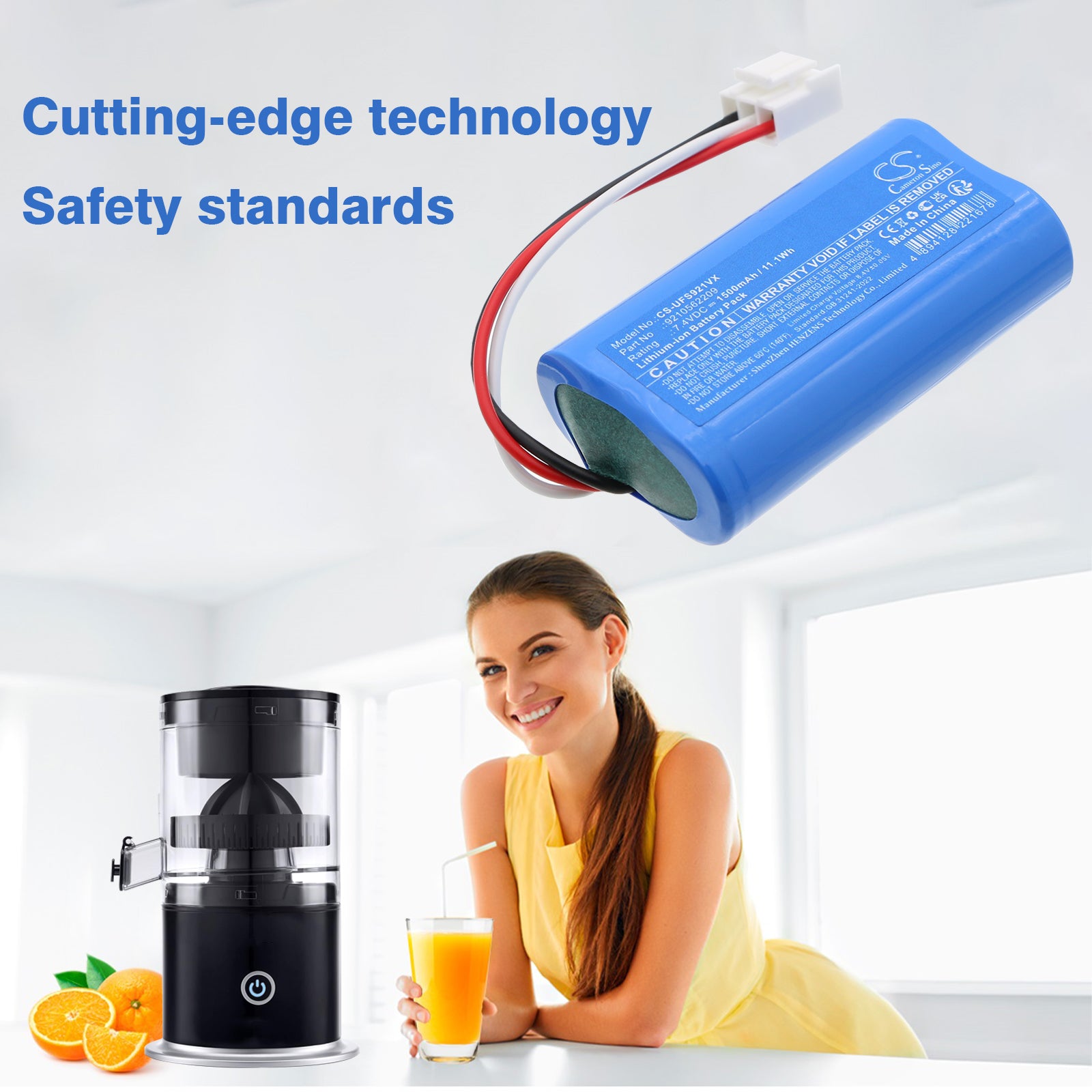 7.4V, Li-ion, 1500mAh, Battery fits Ufesa Exprimidor USB Squeeze & Go, 11.1Wh Kitchenware Cameron Sino Technology Limited