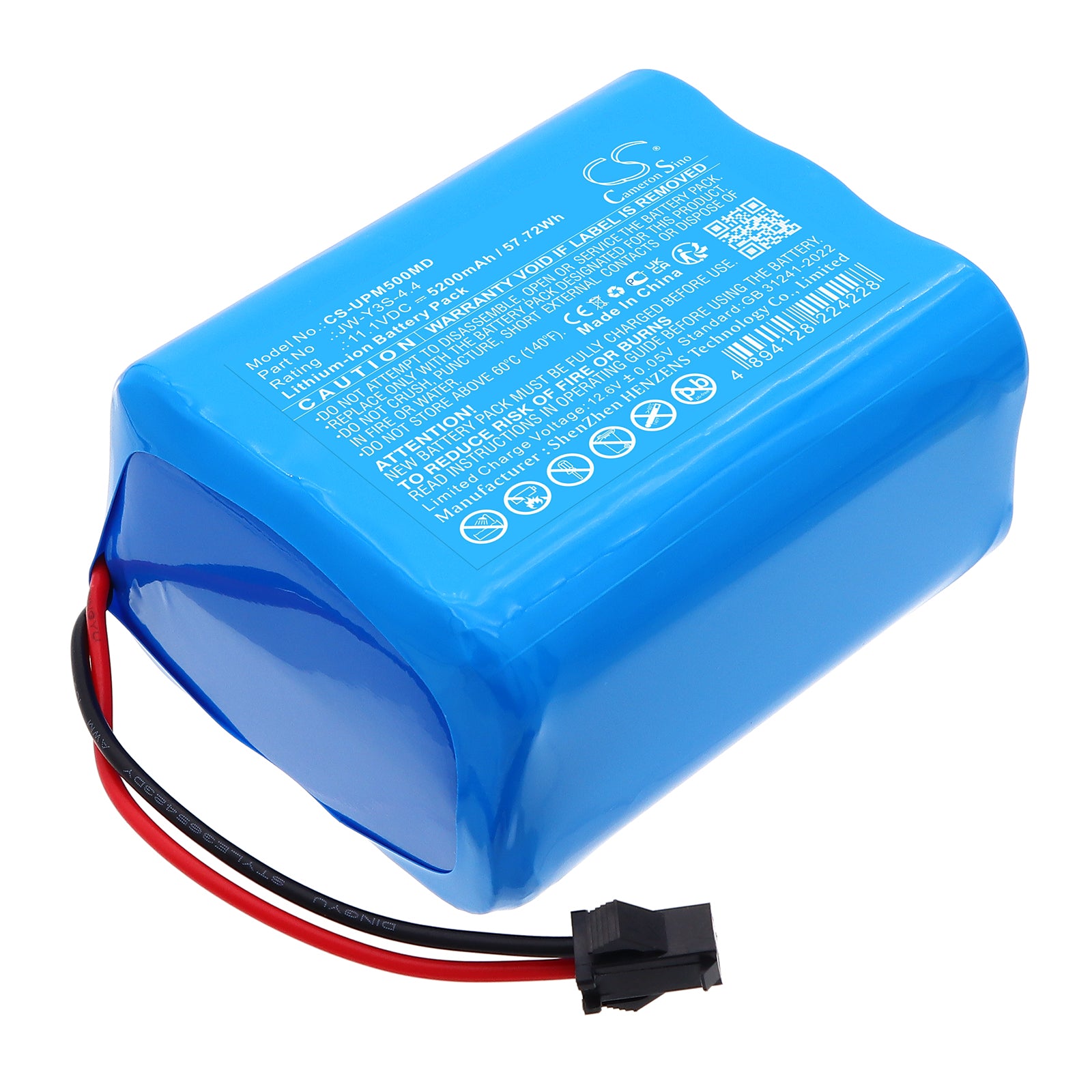 11.1V, Li-ion, 5200mAh, Battery fits UTECH UTMI Patient monitor, monitor PM5000, 57.72Wh Medical Cameron Sino Technology Limited