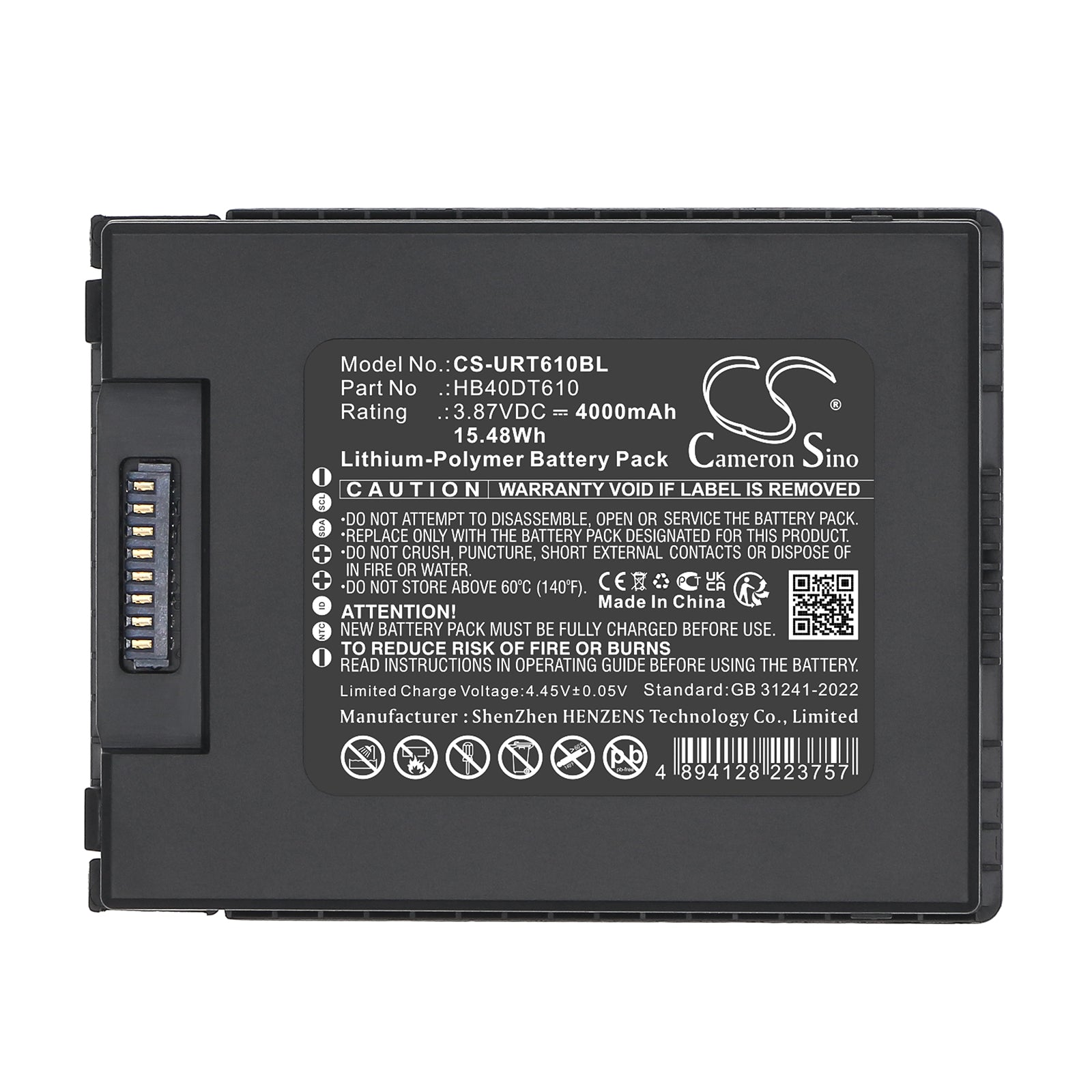 3.87V, Li-Polymer, 4000mAh, Battery fits Urovo DT610, DT610 RFID Mobile Computer, 15.48Wh Barcode Scanner Cameron Sino Technology Limited