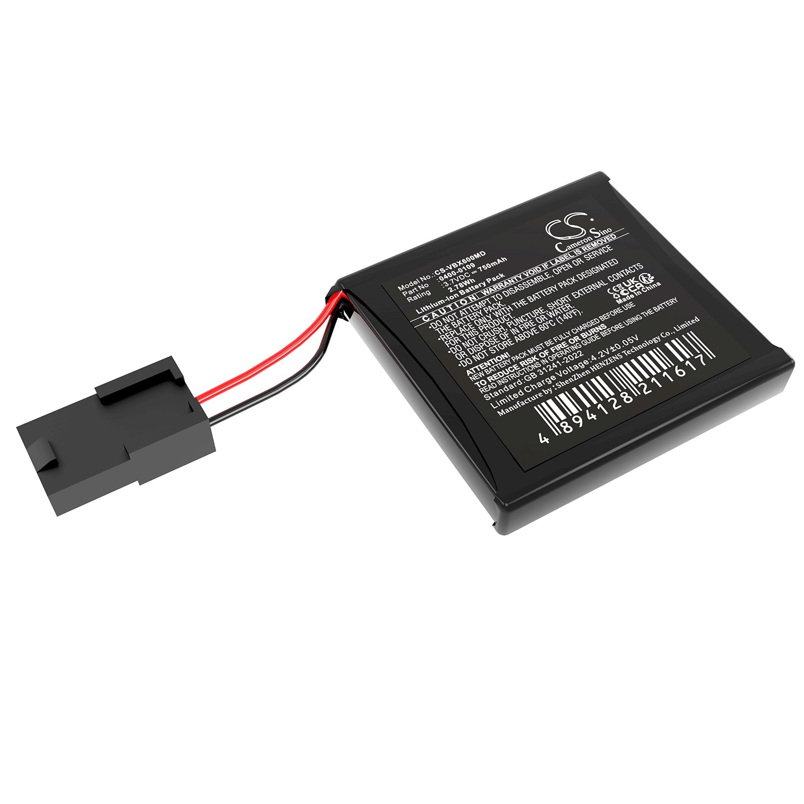 3.7V, Li-ion, 750mAh, Battery fits Verathon BVI 6100, BVI 6200, 2.78Wh Medical Cameron Sino Technology Limited