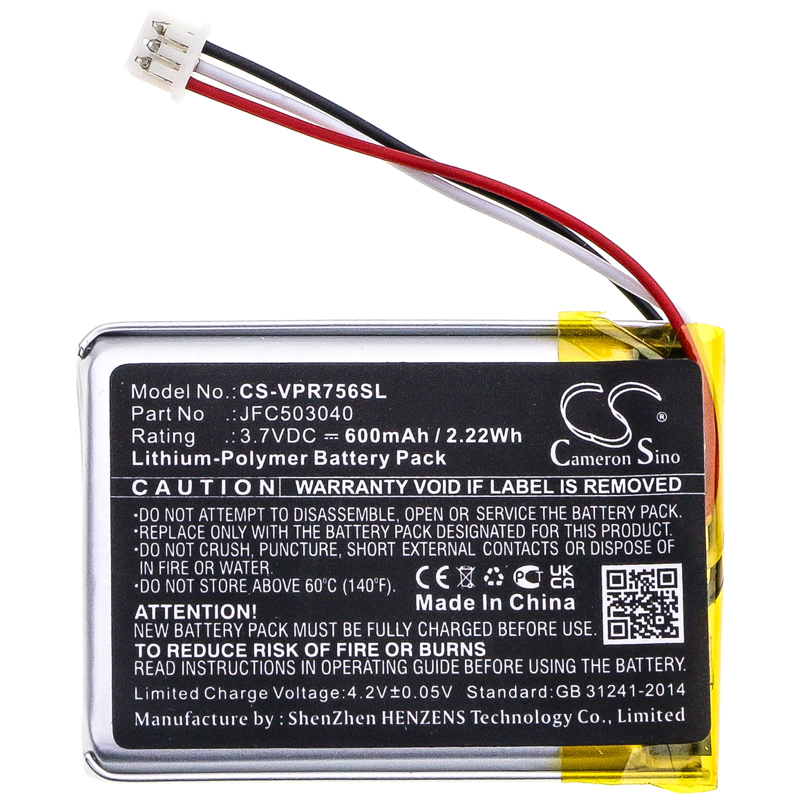 3.7V, Li-Polymer, 600mAh, Battery fits Viper 3706V, 3806V, 2.22Wh Remote Start and Entry Systems Cameron Sino Technology Limited