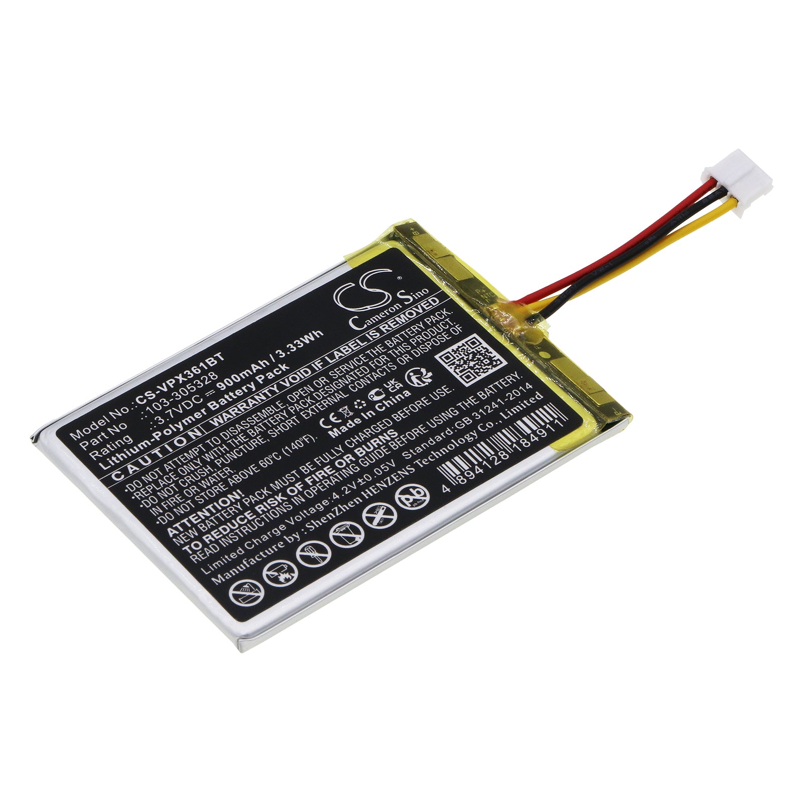 Li-Polymer, Smart Home Battery fits Visonic Powermaster 360, Powermaster 360-pg2, 3.7V, 900mAh Smart Home Cameron Sino Technology Limited