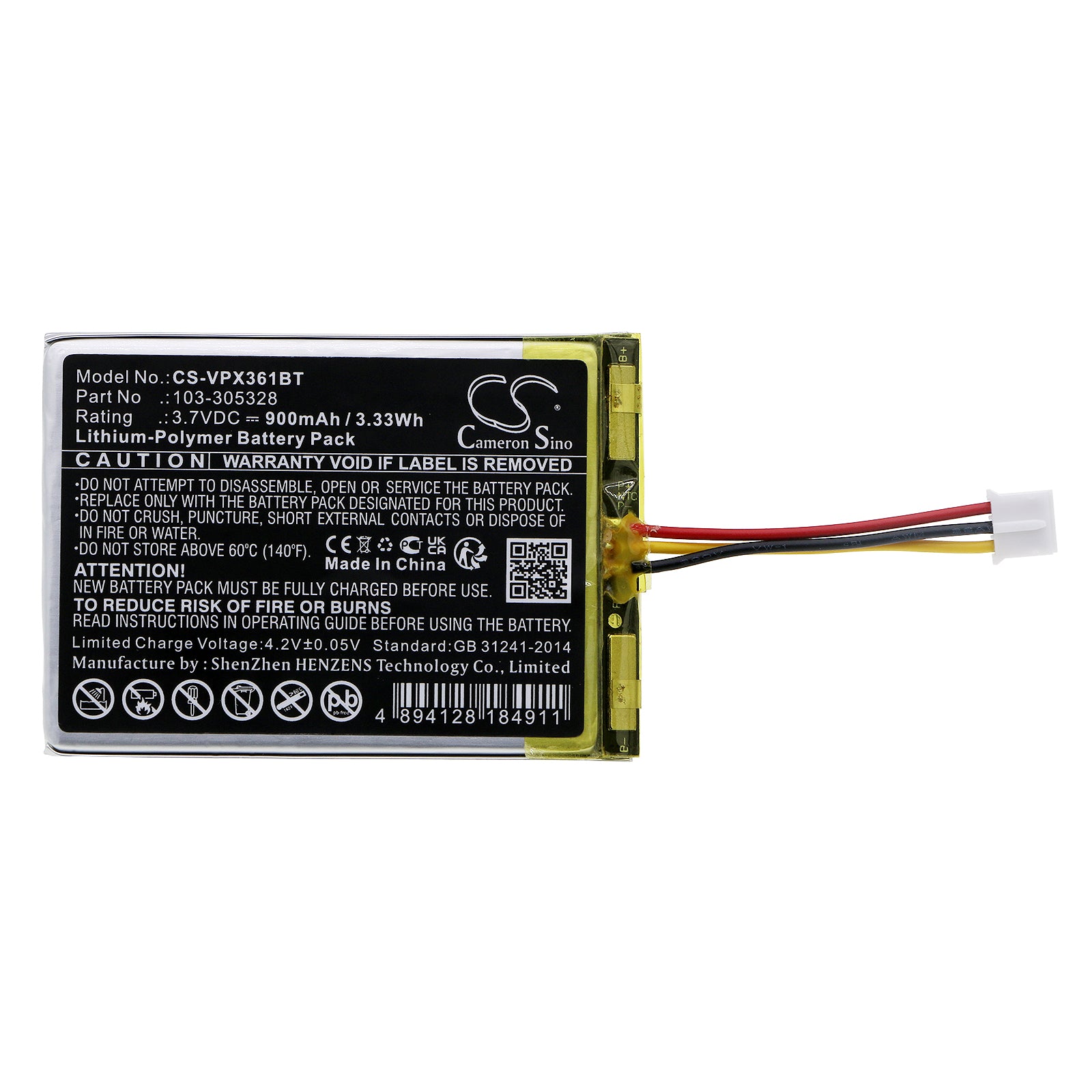 Li-Polymer, Smart Home Battery fits Visonic Powermaster 360, Powermaster 360-pg2, 3.7V, 900mAh Smart Home Cameron Sino Technology Limited