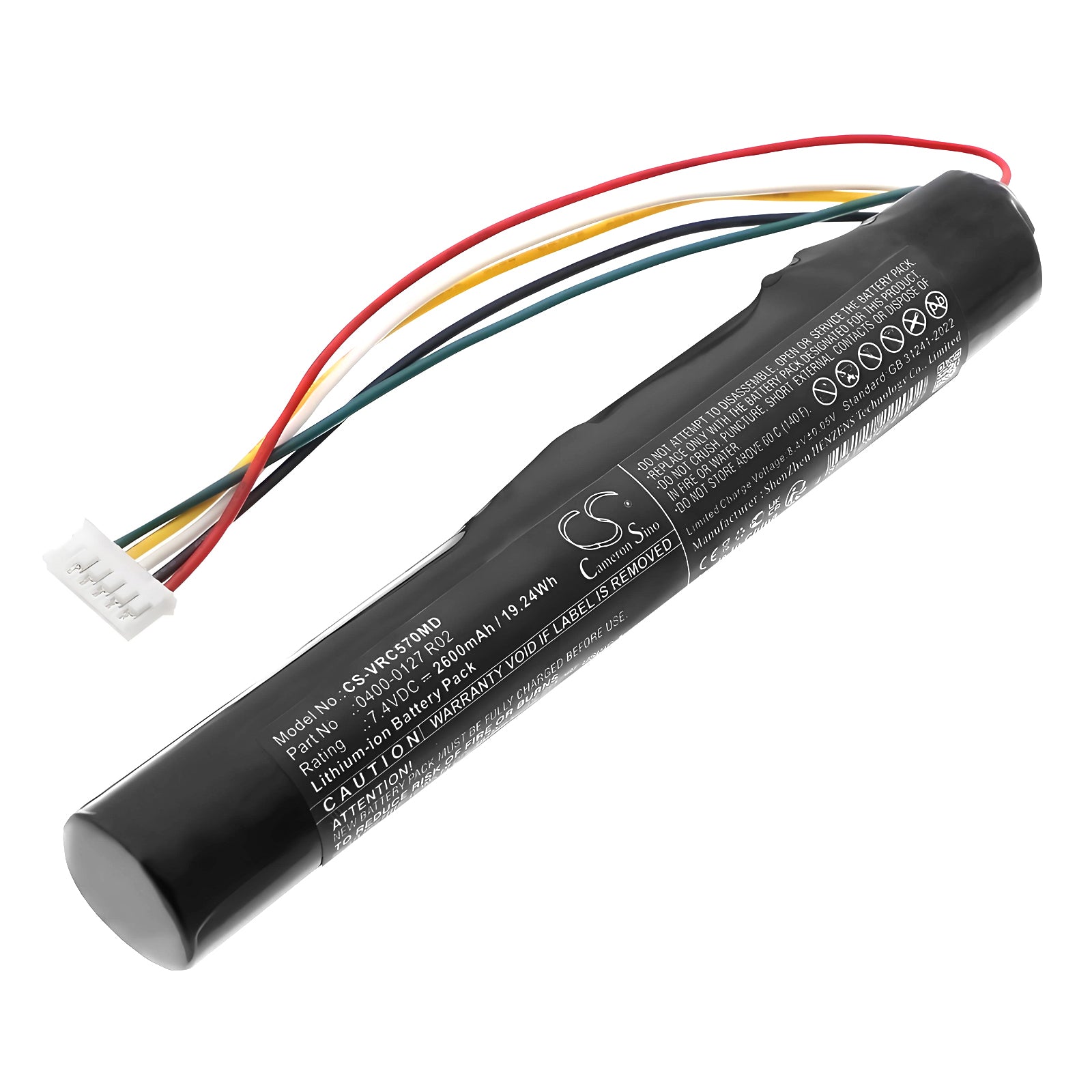 7.4V, Li-ion, 2600mAh, Battery fits Verathon 0400-0102, B-VM02H223L-R, 19.24Wh Medical Cameron Sino Technology Limited