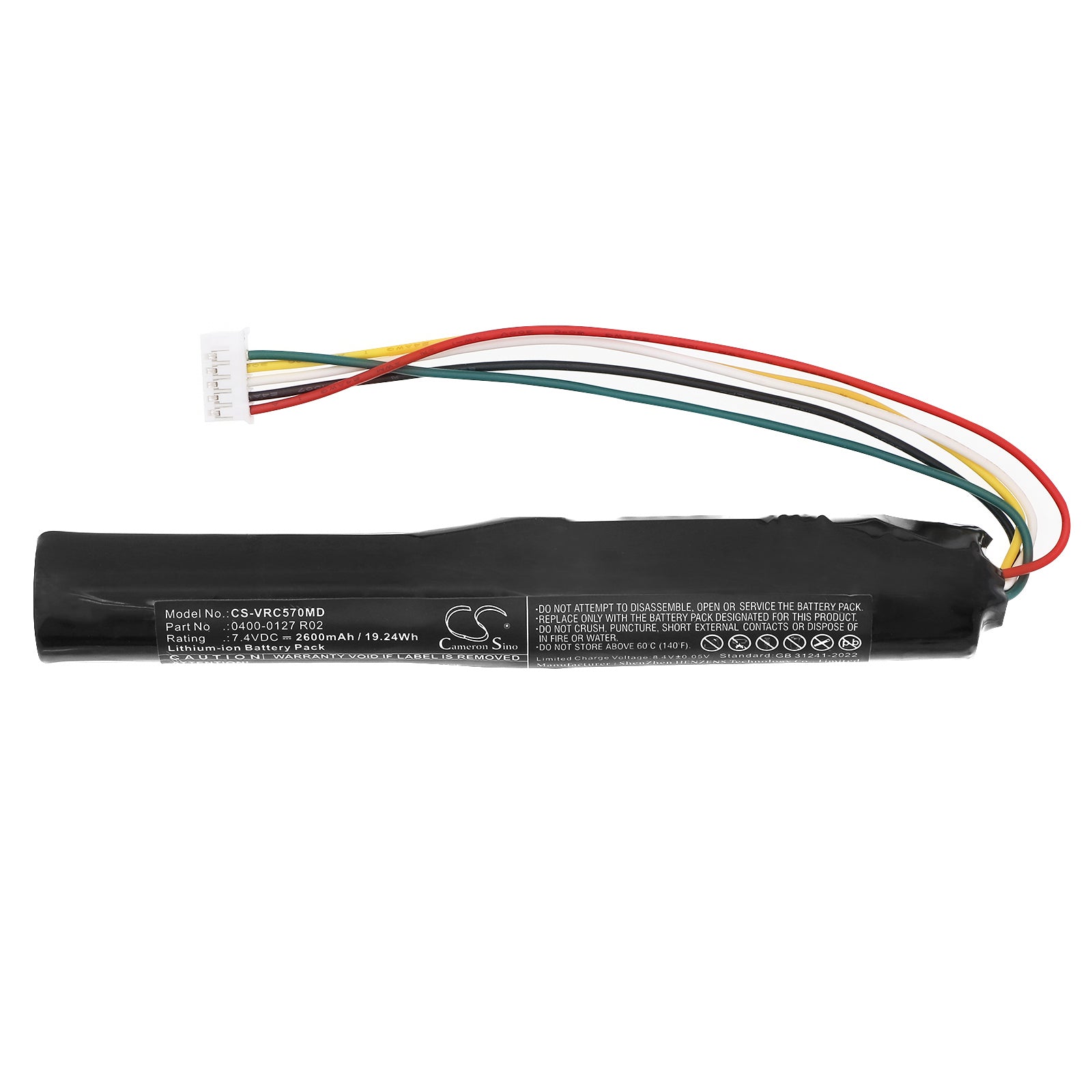 7.4V, Li-ion, 2600mAh, Battery fits Verathon 0400-0102, B-VM02H223L-R, 19.24Wh Medical Cameron Sino Technology Limited