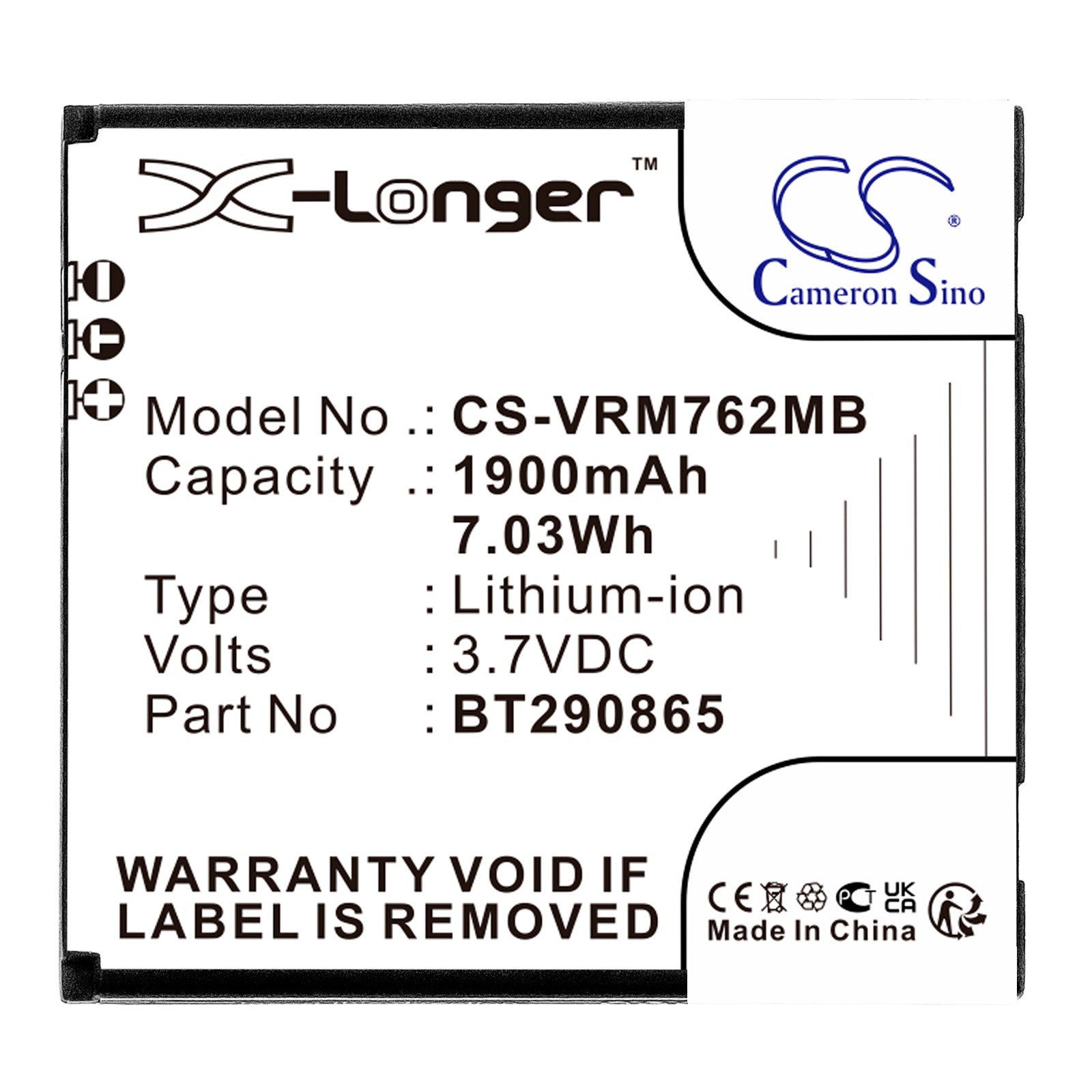 Li-Polymer, BabyPhone Battery fits Vtech Rm5752, Rm5762, 3.7V, 1900mAh BabyPhone Cameron Sino Technology Limited