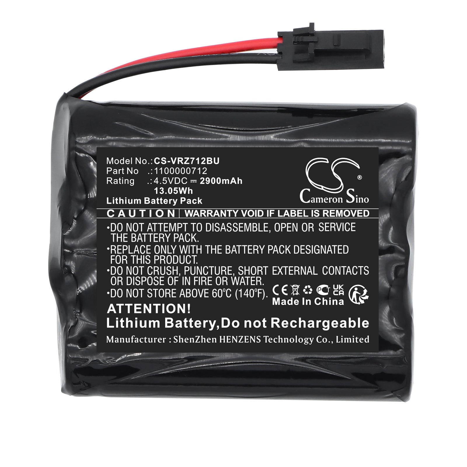 4.5V, Lithium, 2900mAh, Battery fits Verizon 1100000712, 13.05Wh RAID Controller Cameron Sino Technology Limited