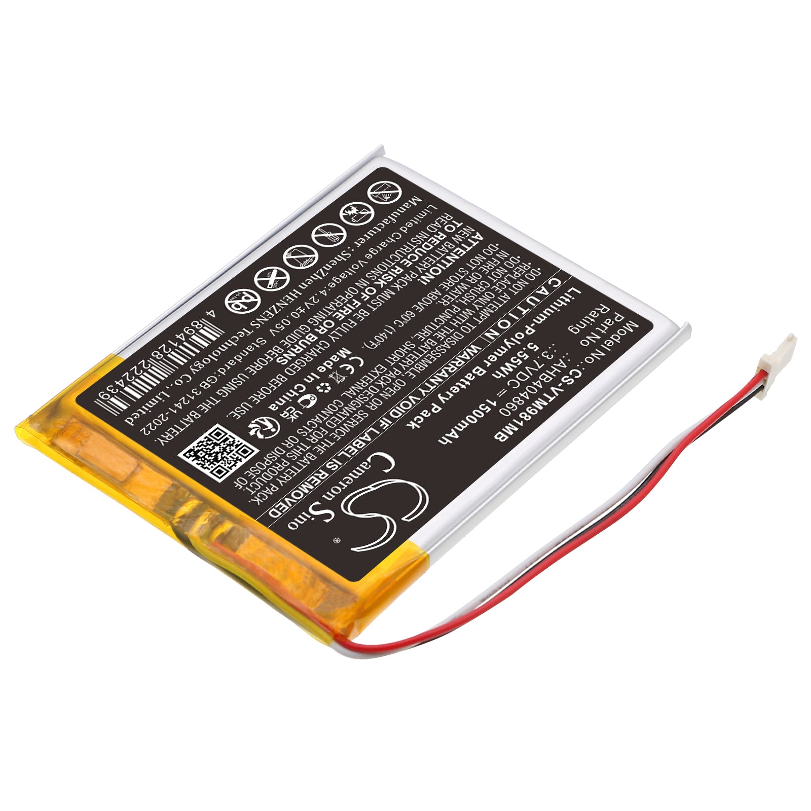 3.7V, Li-Polymer, 1500mAh, Battery fits V Tech VM981, VM991 PU Wi-Fi HD Video Monitor, 5.55Wh BabyPhone Cameron Sino Technology Limited
