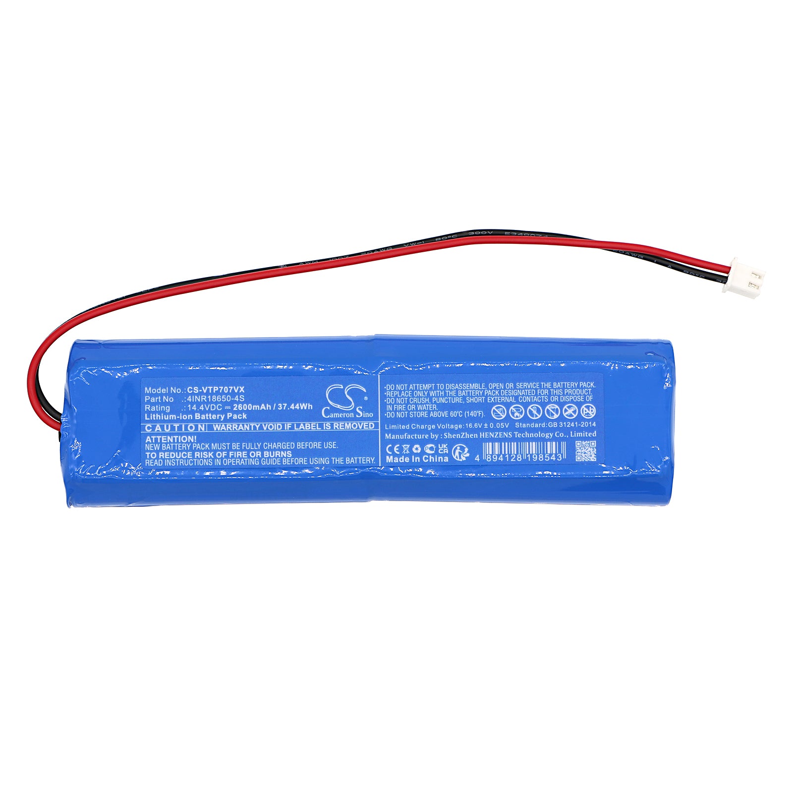 Li-ion, Vacuum Battery fits Villalin Tp-avc707, 14.4V, 2600mAh Vacuum Cameron Sino Technology Limited