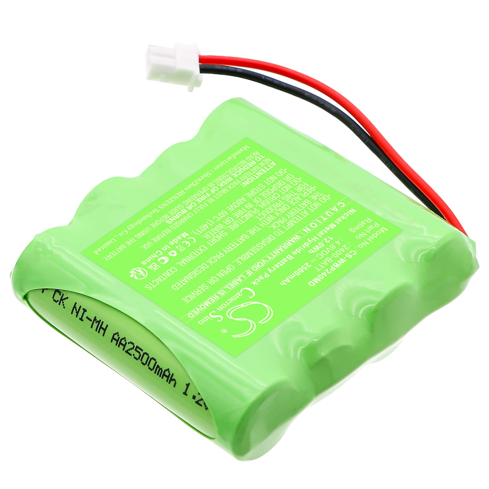 4.8V, Ni-MH, 2500mAh, Battery fits Welch-Allyn ProBP2400 blood pressure monitor, 12Wh Medical Cameron Sino Technology Limited