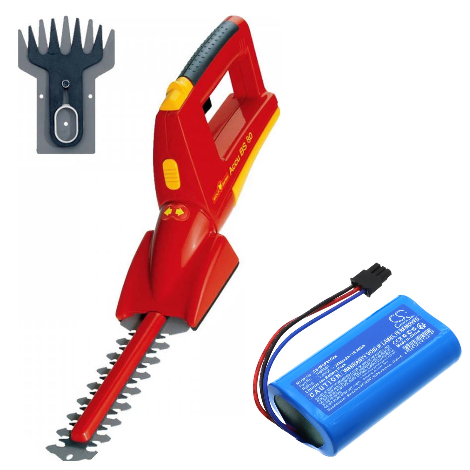 Li-ion, Gardening Tools Battery fits Wolf Garten 7087883, Accu Bs 80 Li-ion Power, 7.4V, 2600mAh Gardening Tools Cameron Sino Technology Limited