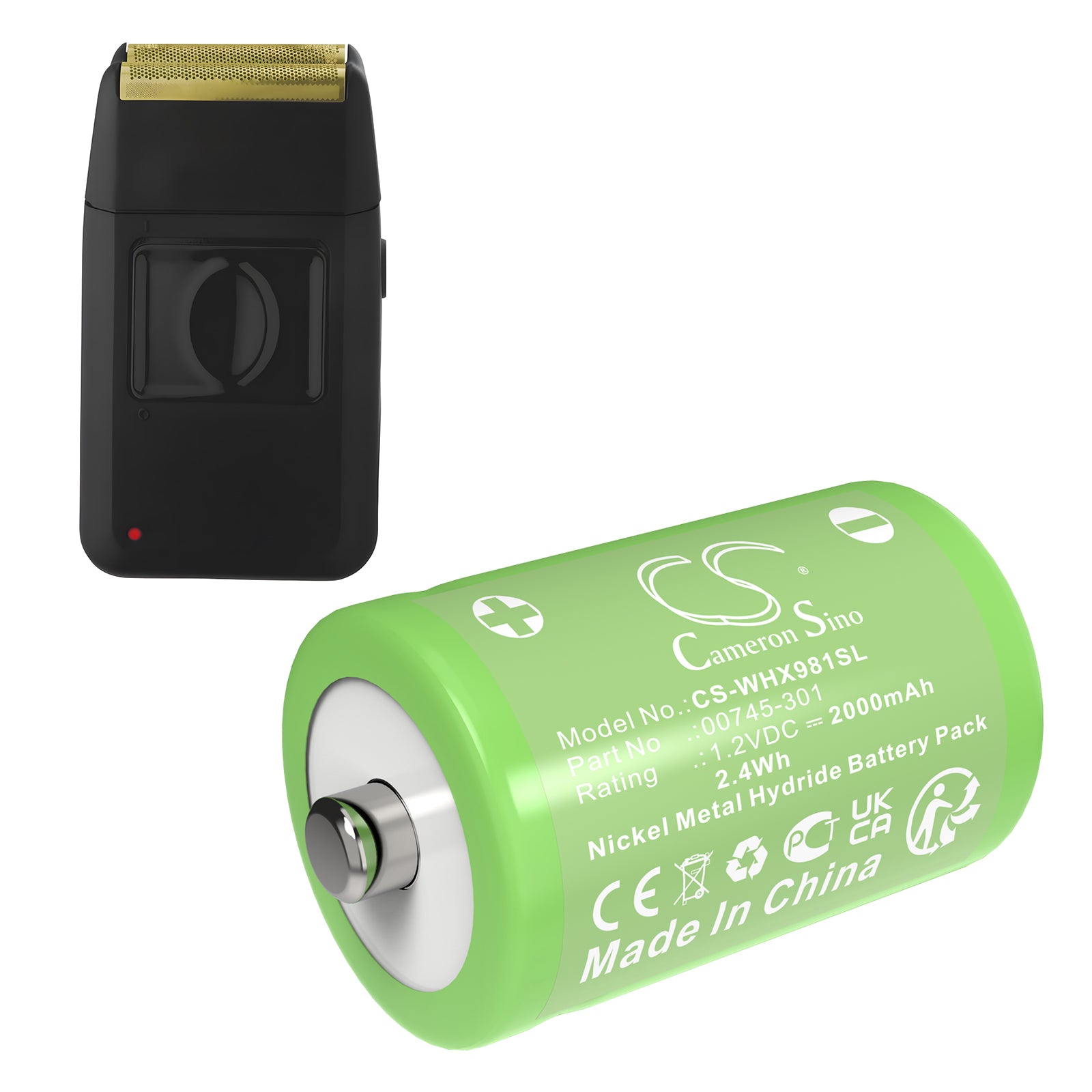 1.2V, Ni-MH, 2000mAh, Battery fits Wahl 7060, 9020, 2.4Wh Shaver Cameron Sino Technology Limited