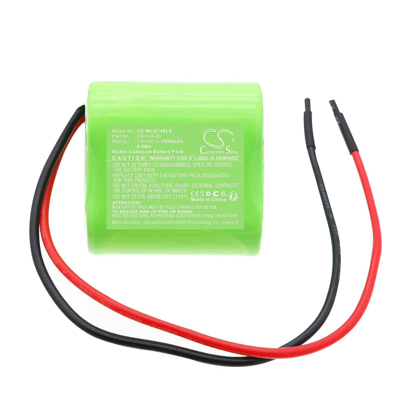 3.6V, Ni-CD, 2500mAh, Battery fits Willing Wi201575 VTC, 9Wh Emergency Lighting Cameron Sino Technology Limited