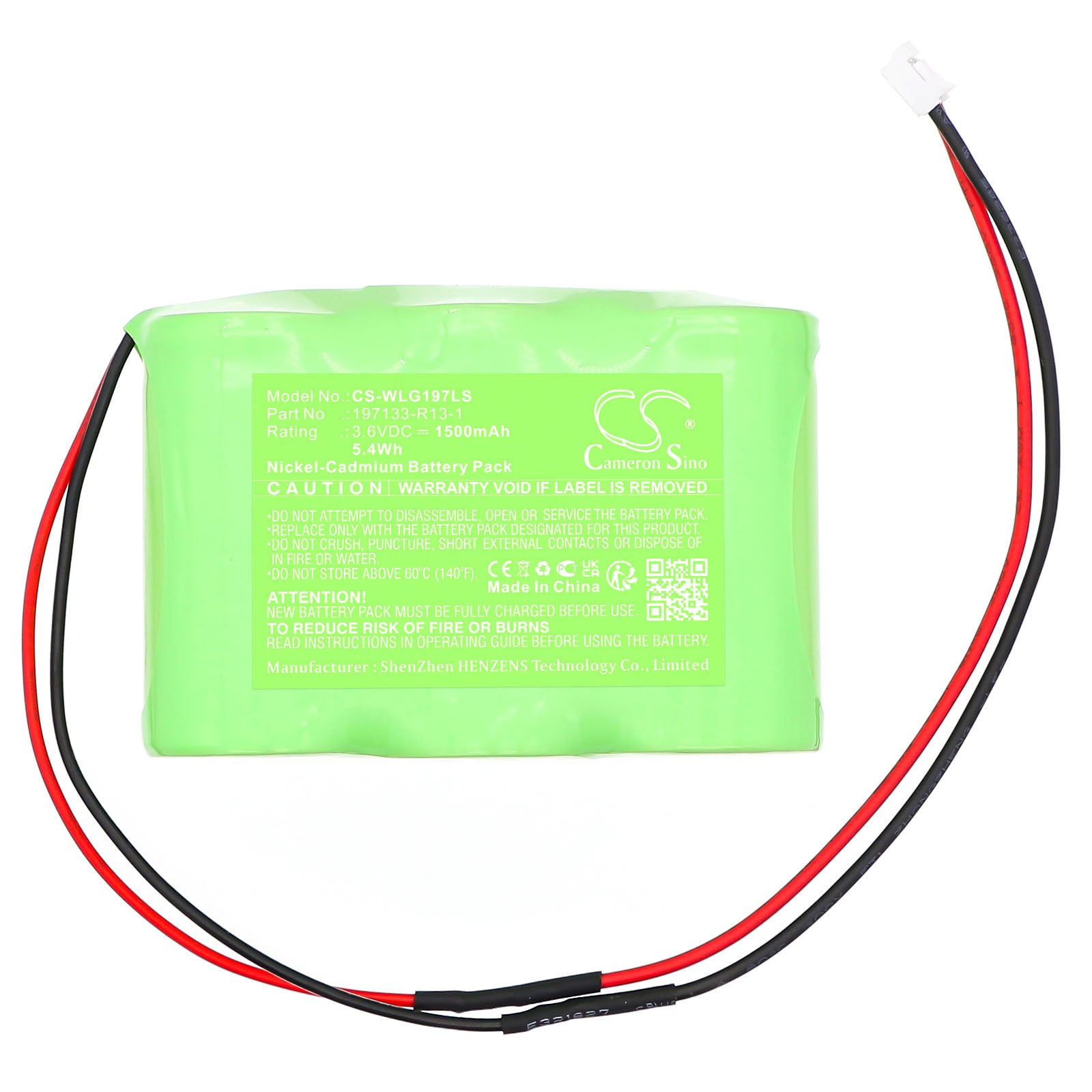 3.6V, Ni-CD, 1500mAh, Battery fits Willing Wi200552 3 VTCS, 5.4Wh Emergency Lighting Cameron Sino Technology Limited
