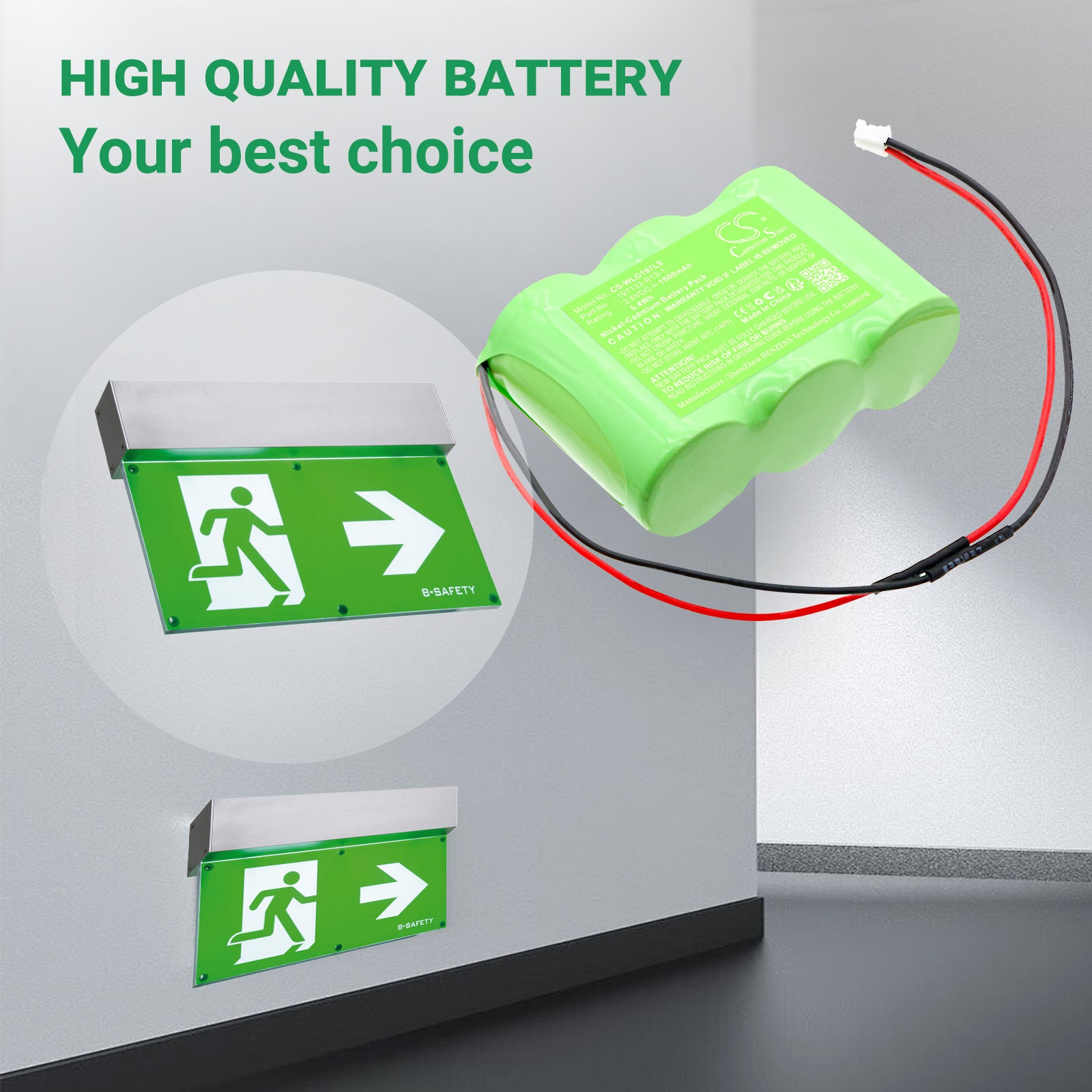 3.6V, Ni-CD, 1500mAh, Battery fits Willing Wi200552 3 VTCS, 5.4Wh Emergency Lighting Cameron Sino Technology Limited