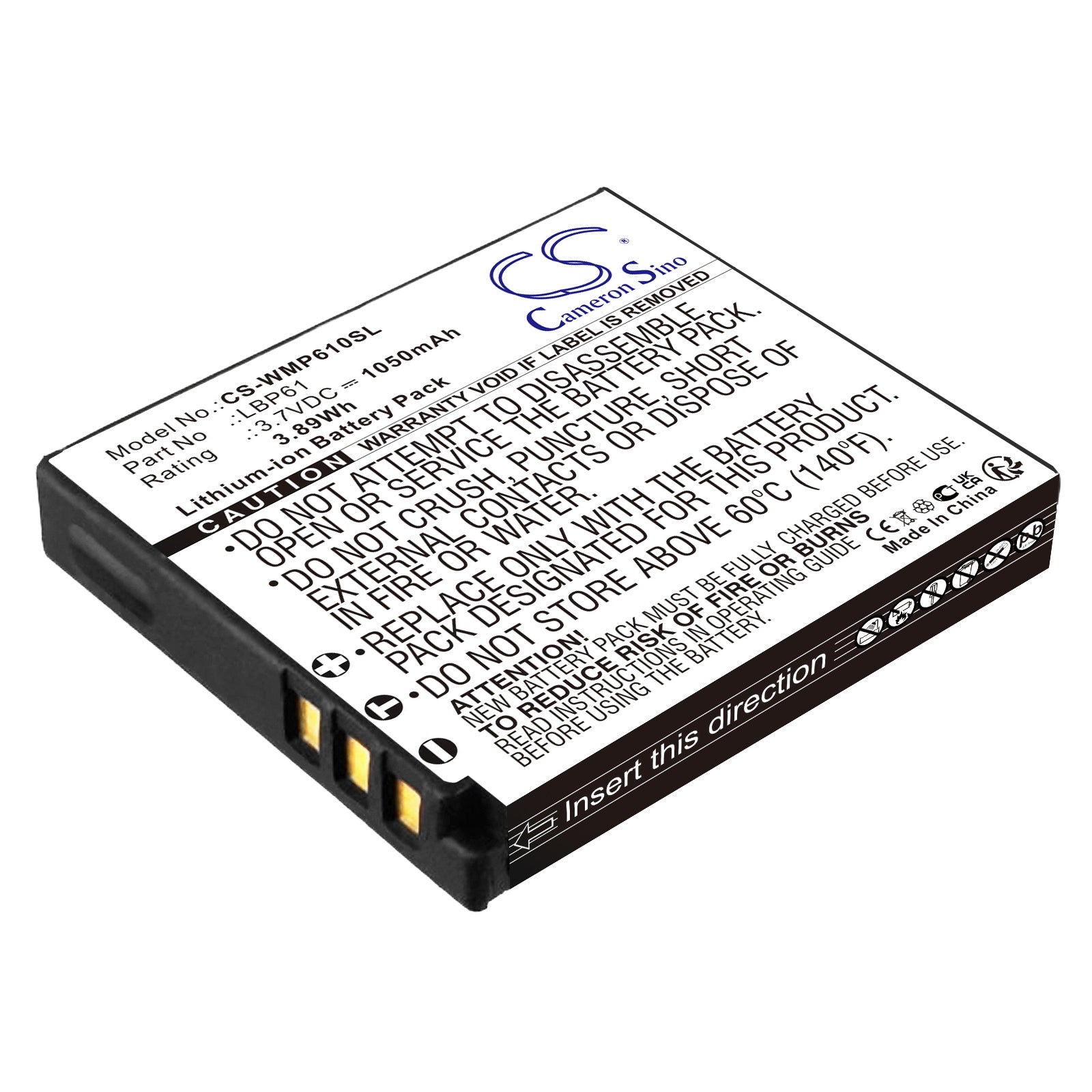 Li-ion, Transmitters & Receiver Battery fits Wisycom Mrp61 Transmitter, 3.7V, 1050mAh Transmitters & Receiver Cameron Sino Technology Limited
