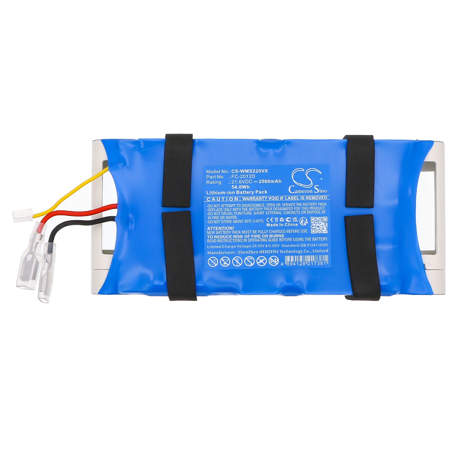 21.6V, Li-ion, 2500mAh, Battery fits WOMOW S22 Tech, 54Wh Vacuum Cameron Sino Technology Limited
