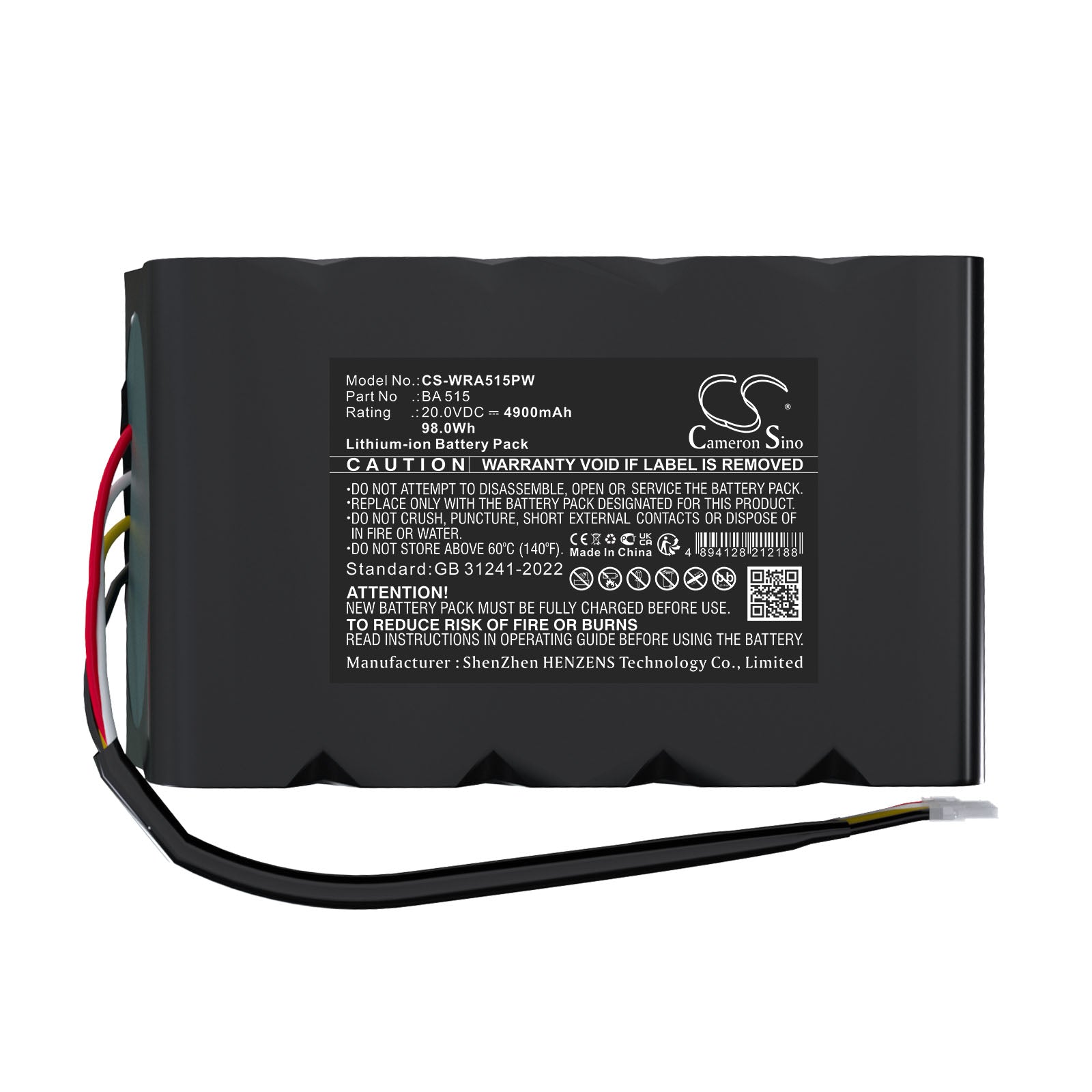 20V, Li-ion, 4900mAh, Battery fits Mowox RM 1000 WIU-SN, Silaro Robotic, 98Wh Lawn Mowers Cameron Sino Technology Limited