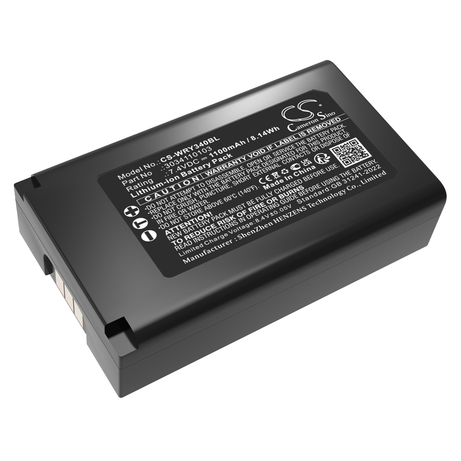 7.4V, Li-ion, 1100mAh, Battery fits Worldline Yoximo, 8.14Wh Payment Terminal Cameron Sino Technology Limited