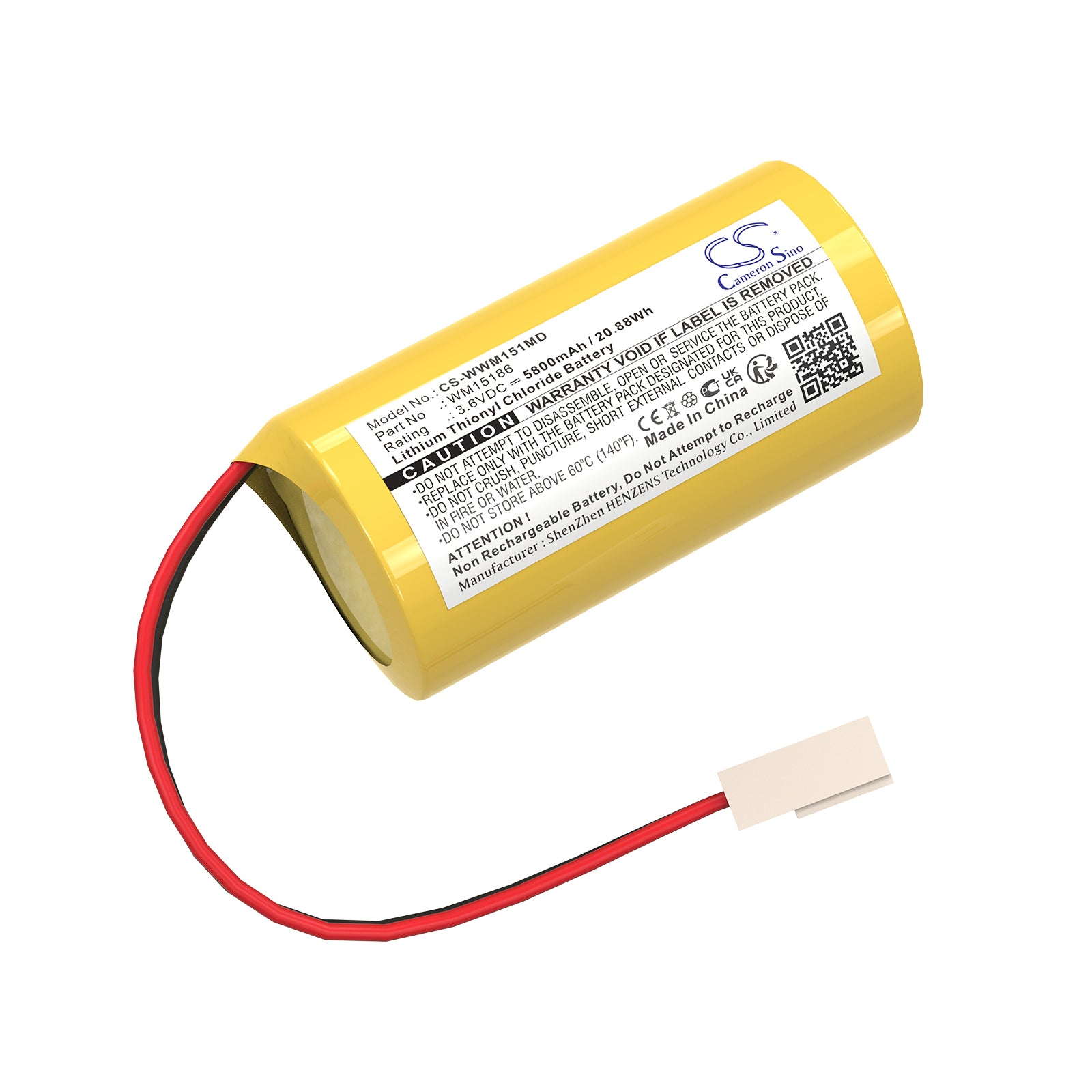 3.6V, Li-SOCl2, 5800mAh, Battery fits Weinmann MEDUMAT, 20.88Wh Medical Cameron Sino Technology Limited