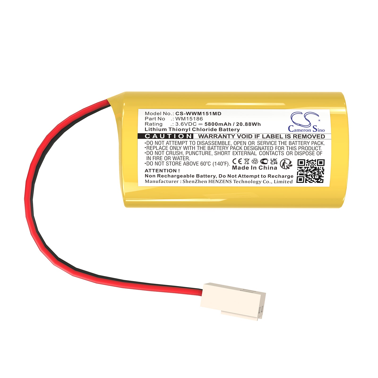 3.6V, Li-SOCl2, 5800mAh, Battery fits Weinmann MEDUMAT, 20.88Wh Medical Cameron Sino Technology Limited
