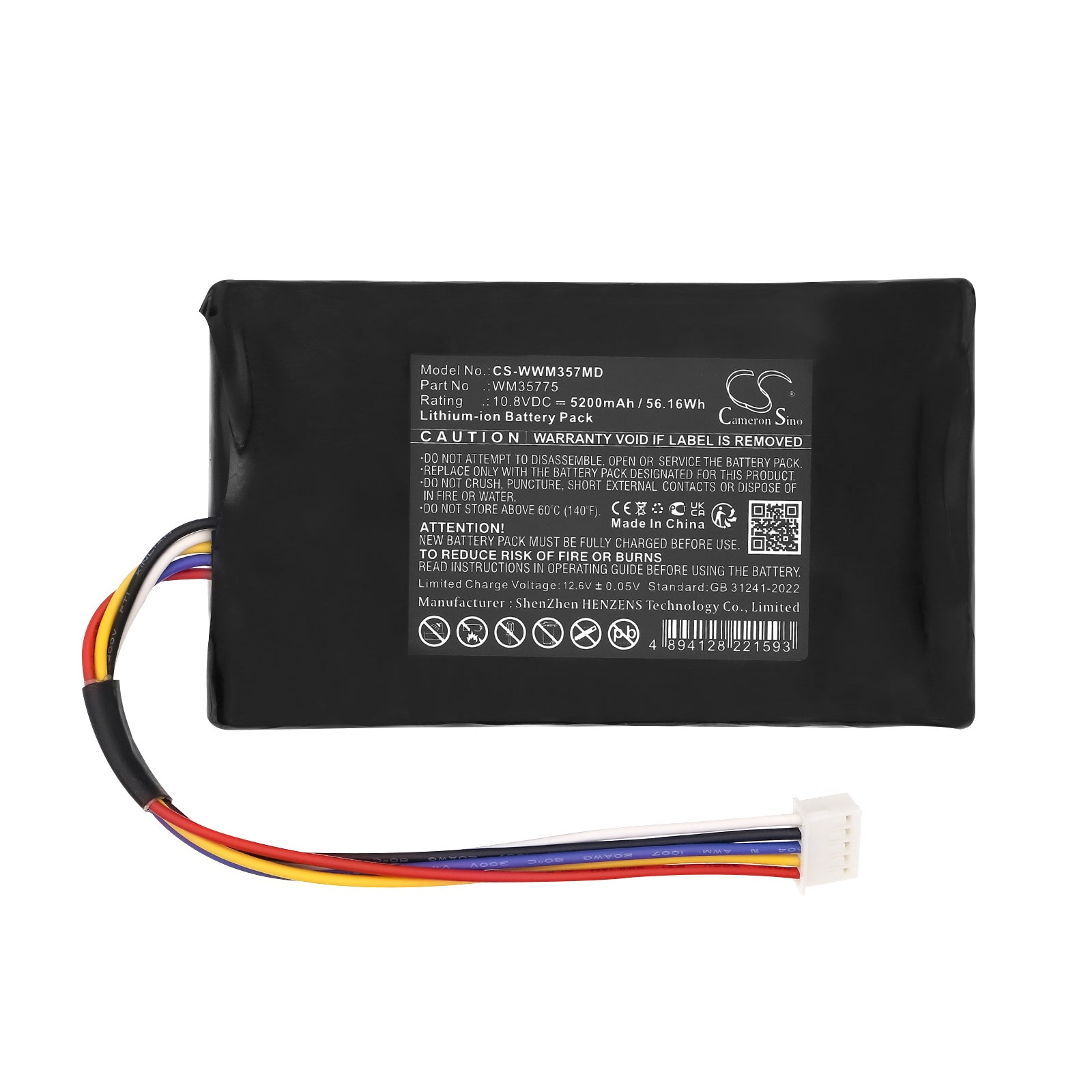 10.8V, Li-ion, 5200mAh, Battery fits Weinmann Meduvent Standard, 56.16Wh Medical Cameron Sino Technology Limited