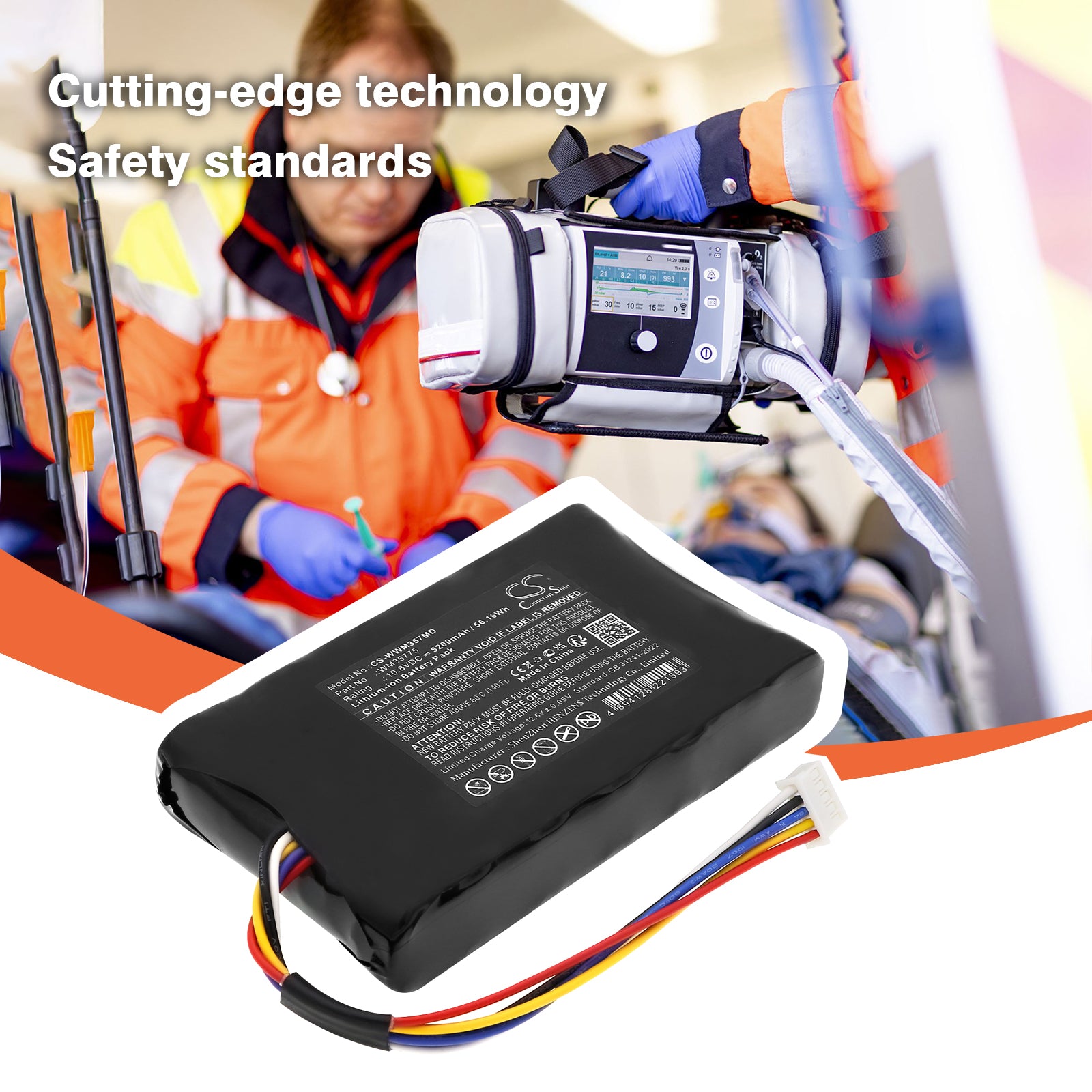 10.8V, Li-ion, 5200mAh, Battery fits Weinmann Meduvent Standard, 56.16Wh Medical Cameron Sino Technology Limited