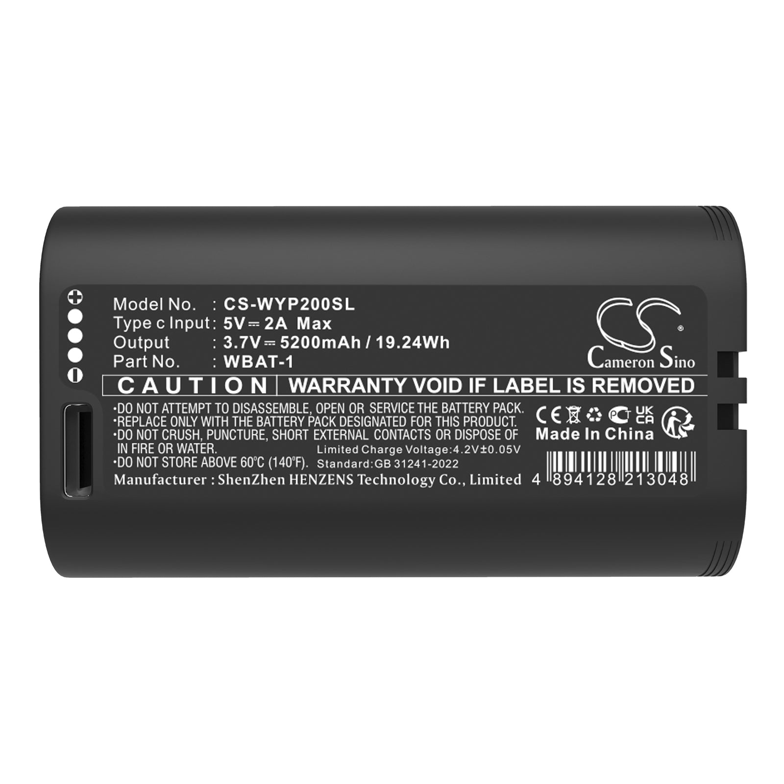 3.7V, Li-ion, 5200mAh, Battery fits Wyze Pro 2k, Cam Pro, 19.24Wh Home Security Camera Cameron Sino Technology Limited