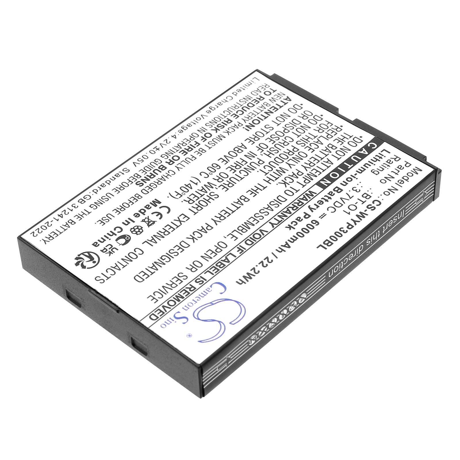 3.7V, Li-ion, 6000mAh, Battery fits Wiseasy P3, WPO3 WPOS3, 22.2Wh Payment Terminal Cameron Sino Technology Limited