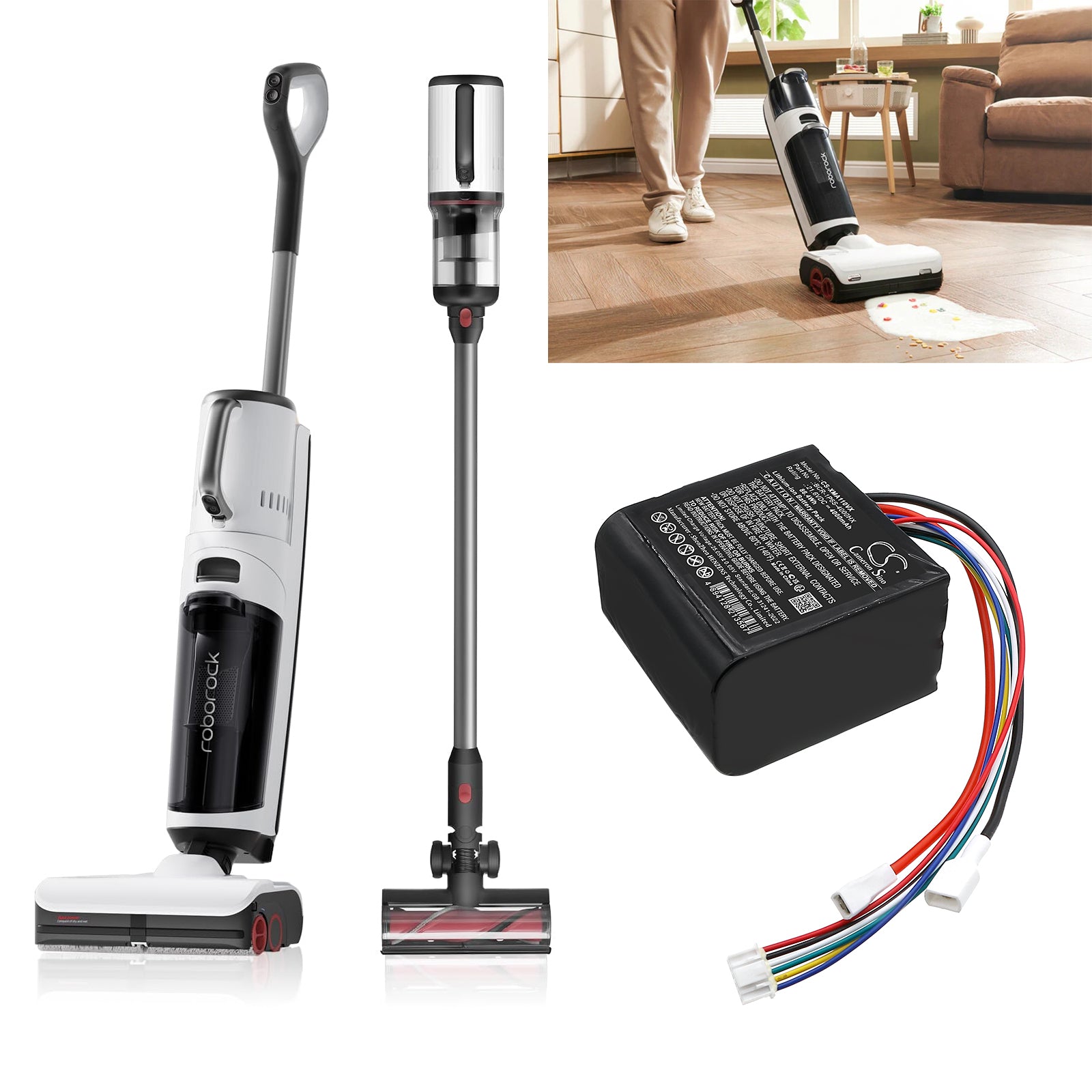 21.6V, Li-ion, 4000mAh, Battery fits Roborock A10 Plus, A10 Plus Sweeper, 86.4Wh Vacuum Cameron Sino Technology Limited
