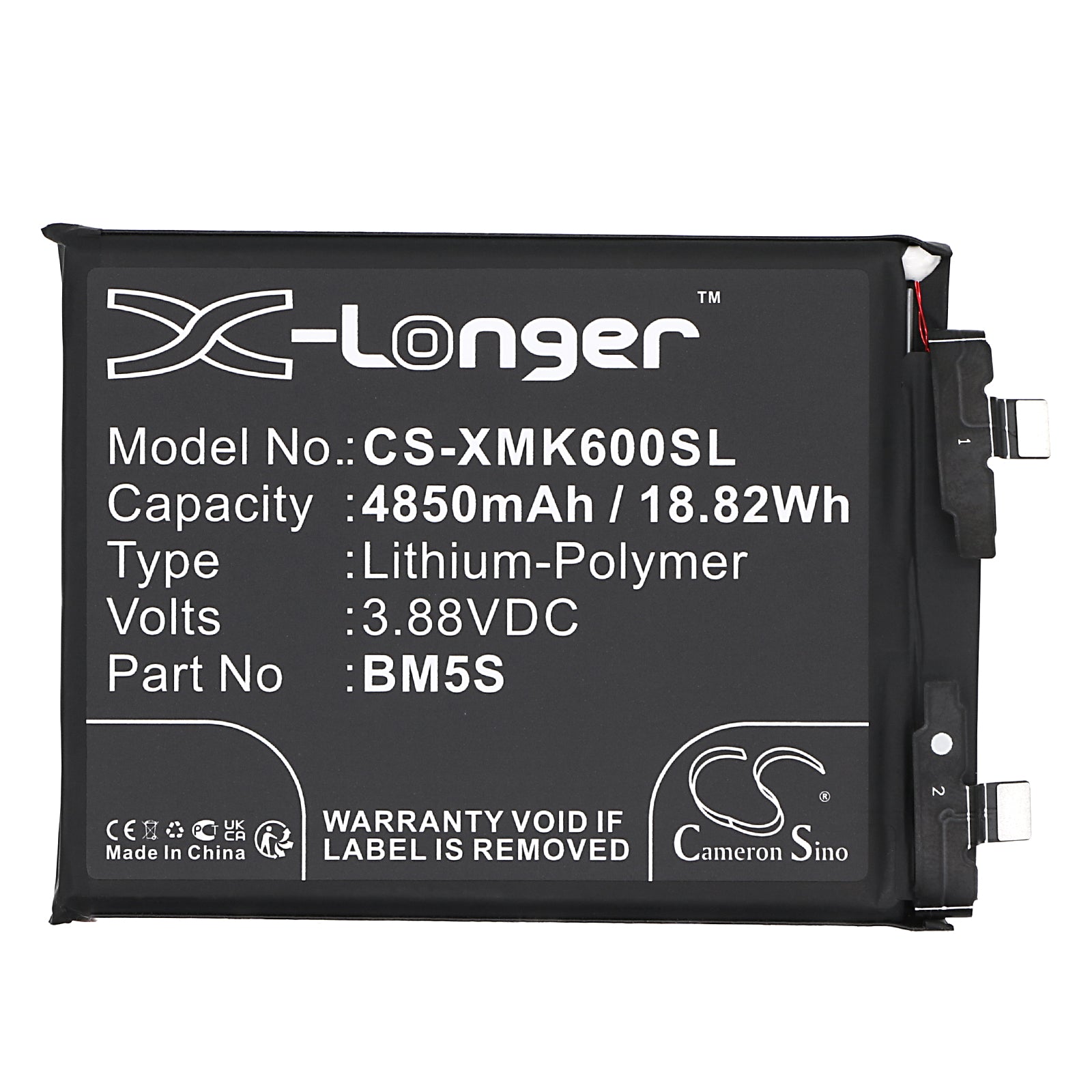 Li-Polymer, Mobile, SmartPhone Battery fits Xiaomi 13t Pro, K60, 3.88V, 4850mAh Mobile, SmartPhone Cameron Sino Technology Limited