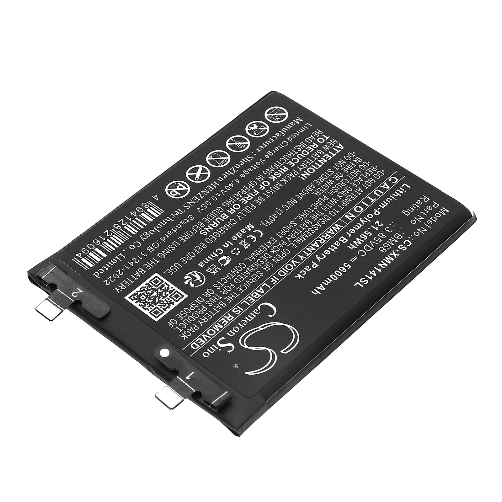 3.85V, Li-Polymer, 5600mAh, Battery fits Redmi 24115RA8EC, 24115RA8EG, 21.56Wh Mobile, SmartPhone Cameron Sino Technology Limited