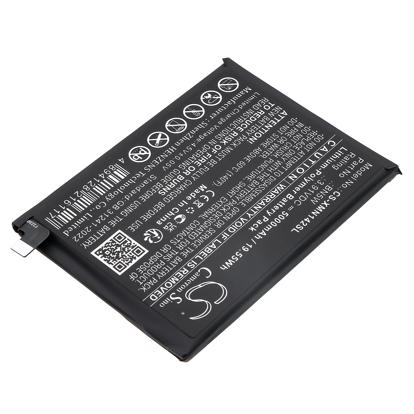 3.91V, Li-Polymer, 5000mAh, Battery fits Redni 24116RACCG, Note 14 Pro, 19.55Wh Mobile, SmartPhone Cameron Sino Technology Limited