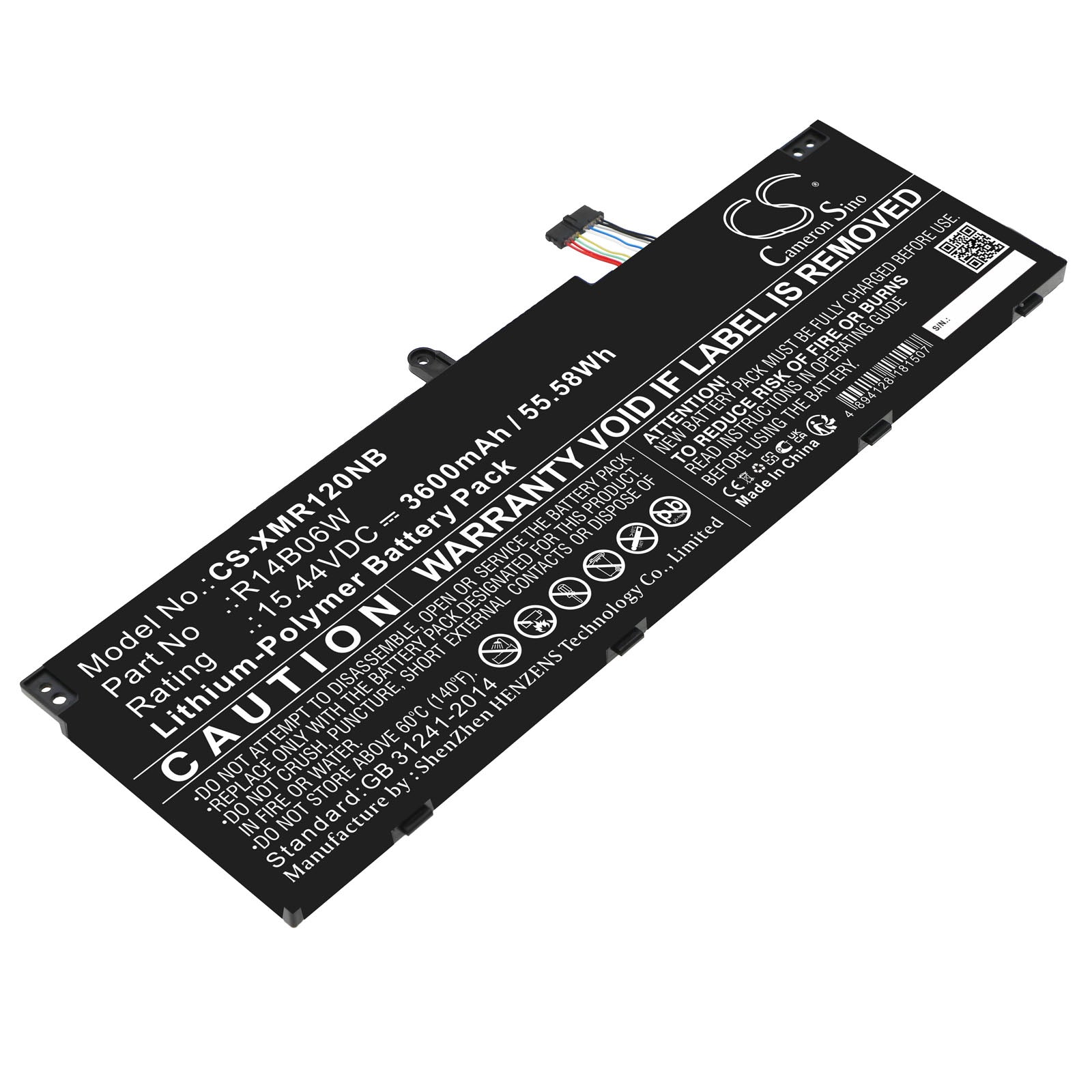 15.44V, Li-Polymer, 3600mAh, Battery fits Xiaomi NoteBook Pro 120G, 55.58Wh Notebook, Laptop Cameron Sino Technology Limited