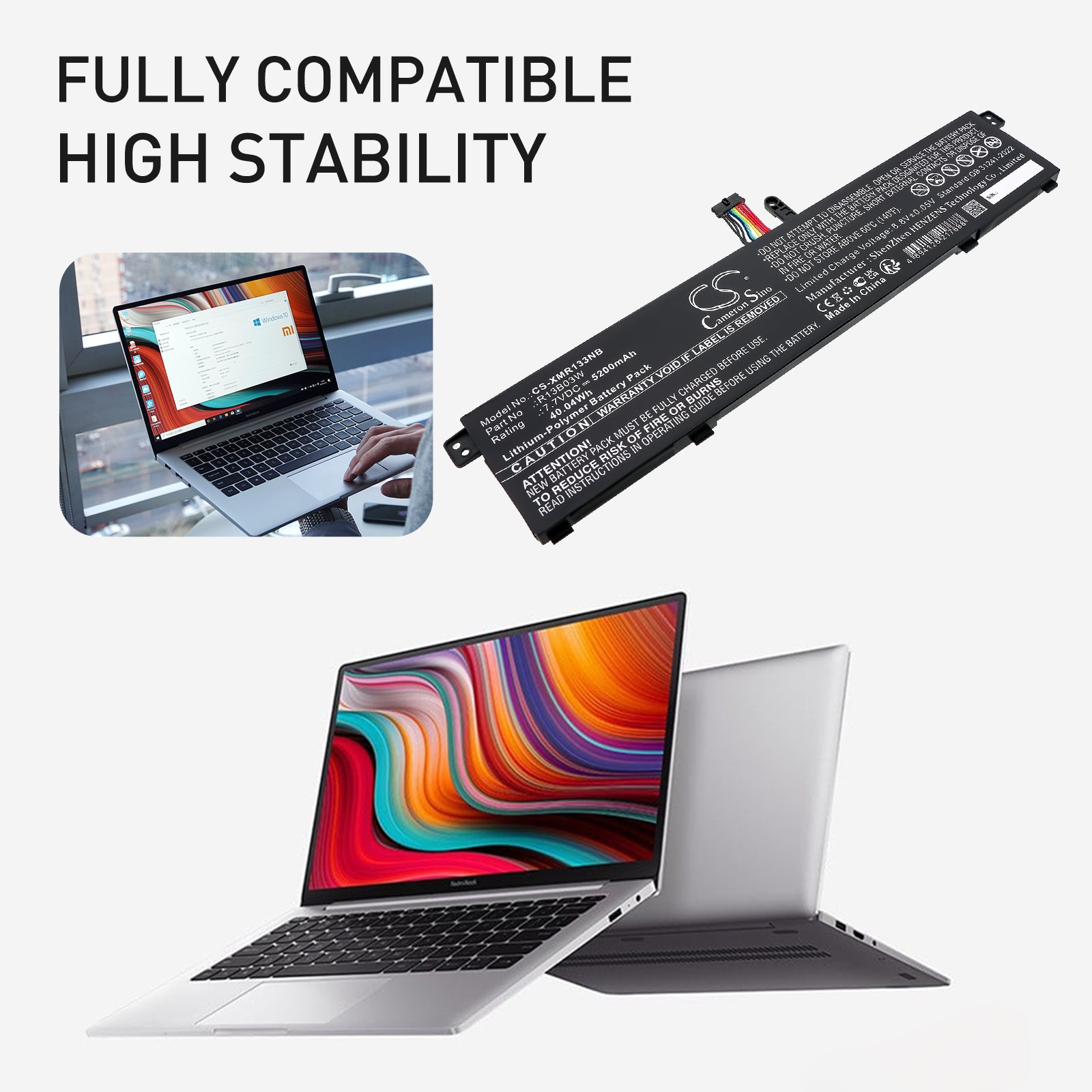 7.7V, Li-Polymer, 5200mAh, Battery fits Xiaomi MI AIR 13.3 | RedmiBook RedmiBook 13, 40.04Wh Notebook, Laptop Cameron Sino Technology Limited