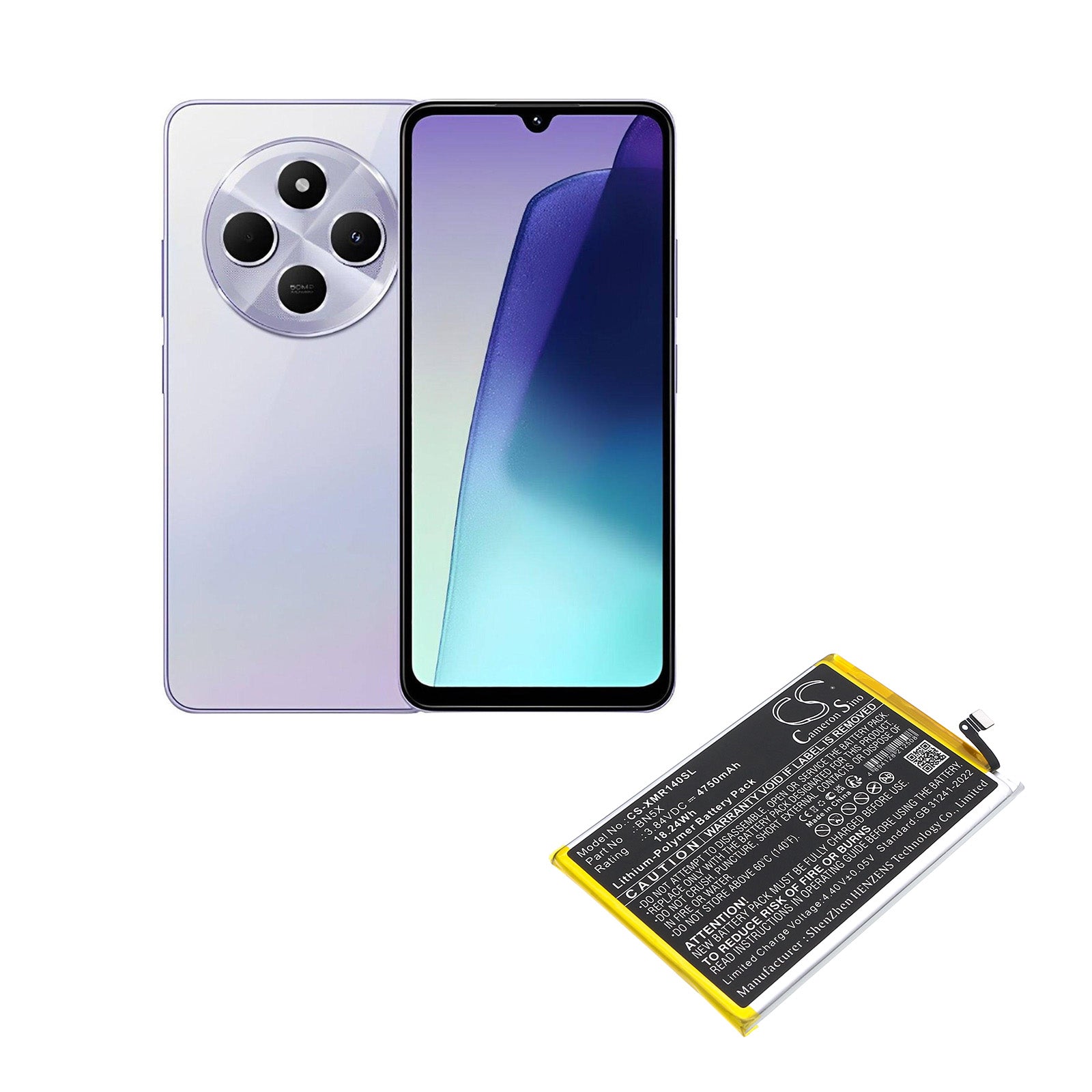 3.84V, Li-Polymer, 4750mAh, Battery fits Xiaomi 2409BRN2CA, 2409BRN2CC, 18.24Wh Mobile, SmartPhone Cameron Sino Technology Limited