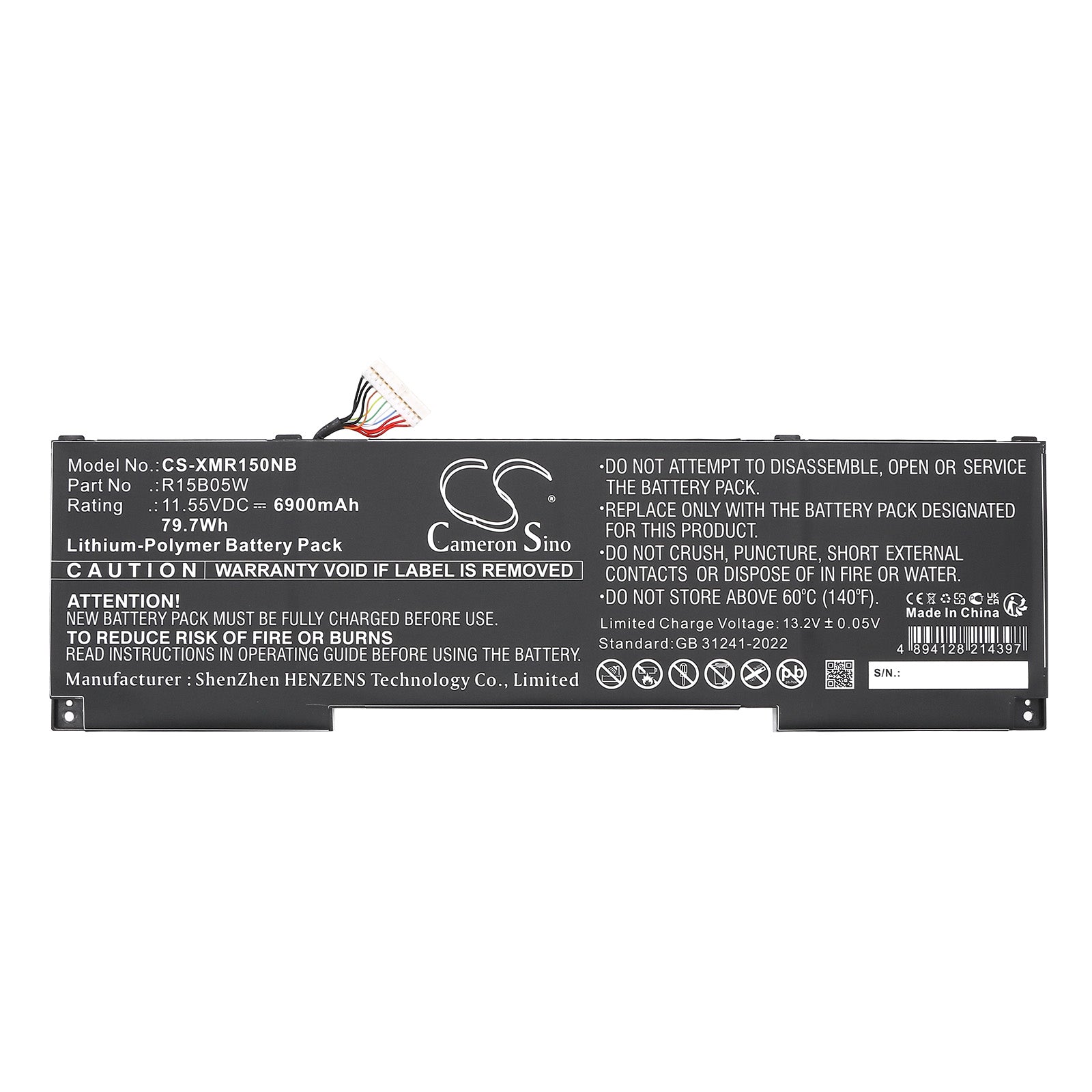 11.55V, Li-Polymer, 6900mAh, Battery fits Xiaomi Notebook Pro X 15, Pro X15, 79.7Wh Notebook, Laptop Cameron Sino Technology Limited