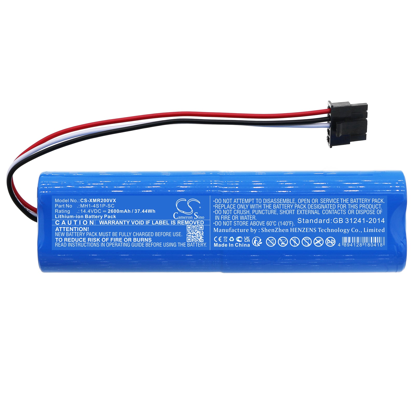 Li-ion, Vacuum Battery fits Xiaomi Mi Robot Vacuum Mop P, Mijia 2, 14.4V, 2600mAh CS-XMR200VX Vacuum Cameron Sino Technology Limited