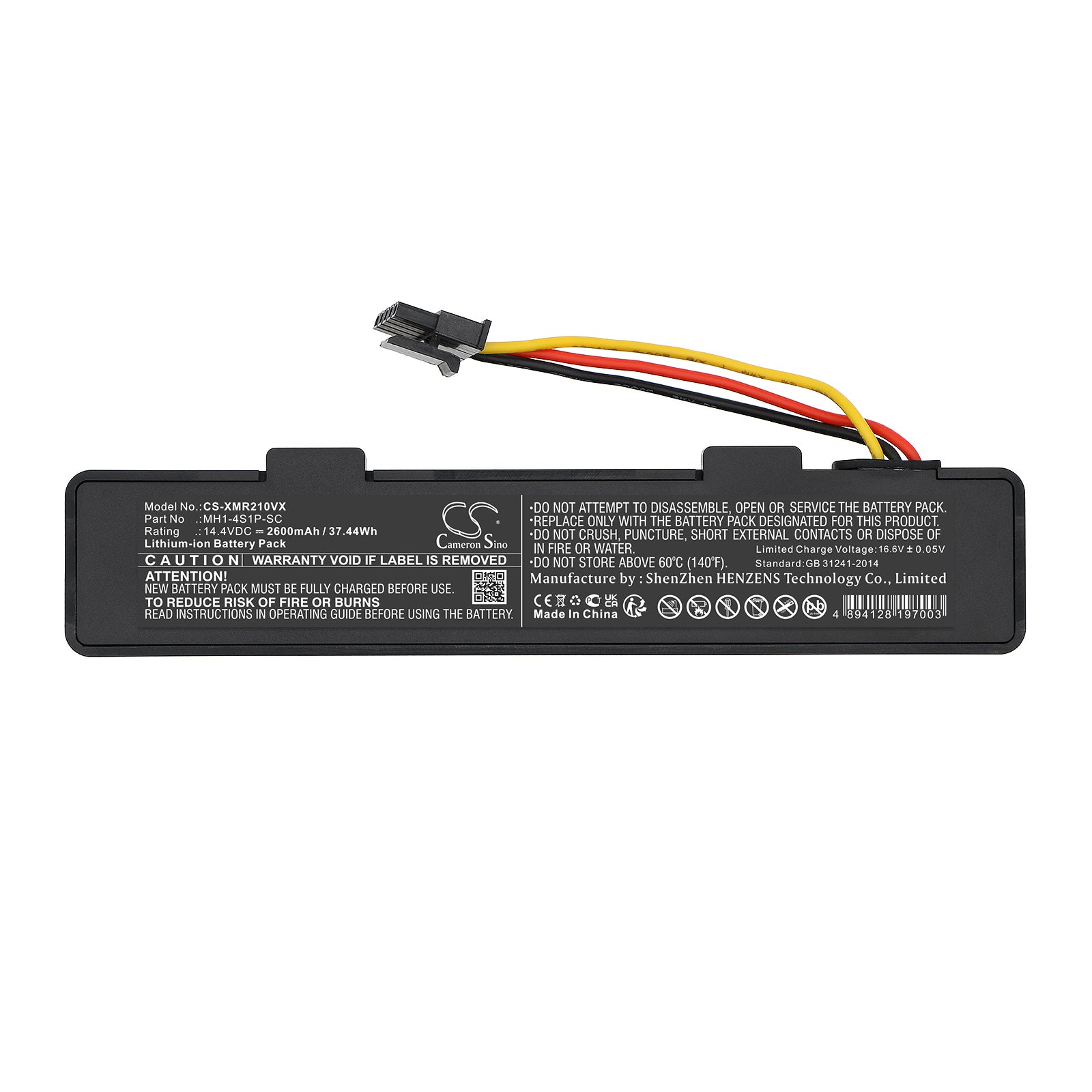 Li-ion, Vacuum Battery fits Xiaomi Mi Robot Vacuum Mop P, Mijia 2, 14.4V, 2600mAh CS-XMR210VX Vacuum Cameron Sino Technology Limited