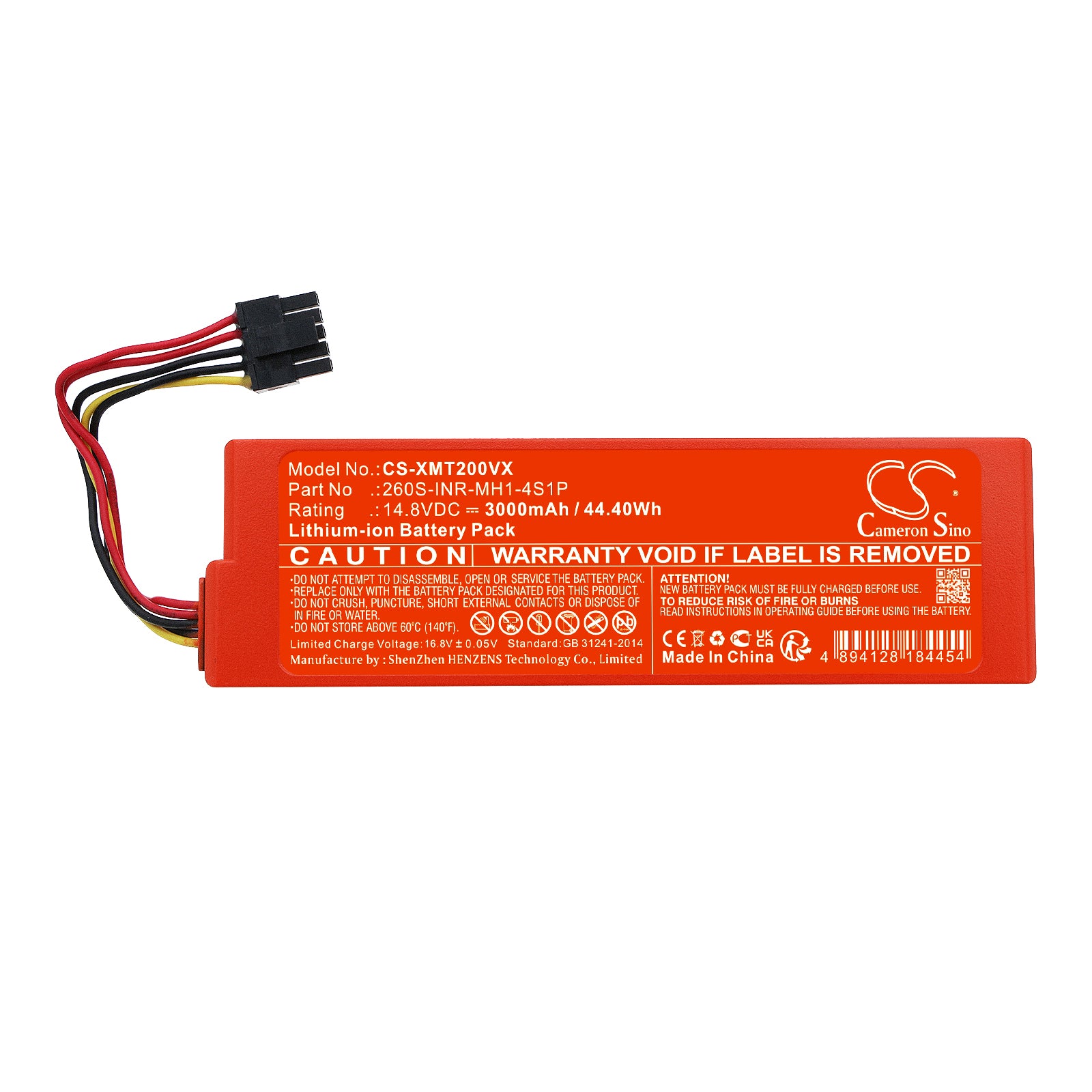 Li-ion, Vacuum Battery fits Xiaomi Mjst1s, Mjst1s 2 Pro, 14.8V, 3000mAh Vacuum Cameron Sino Technology Limited