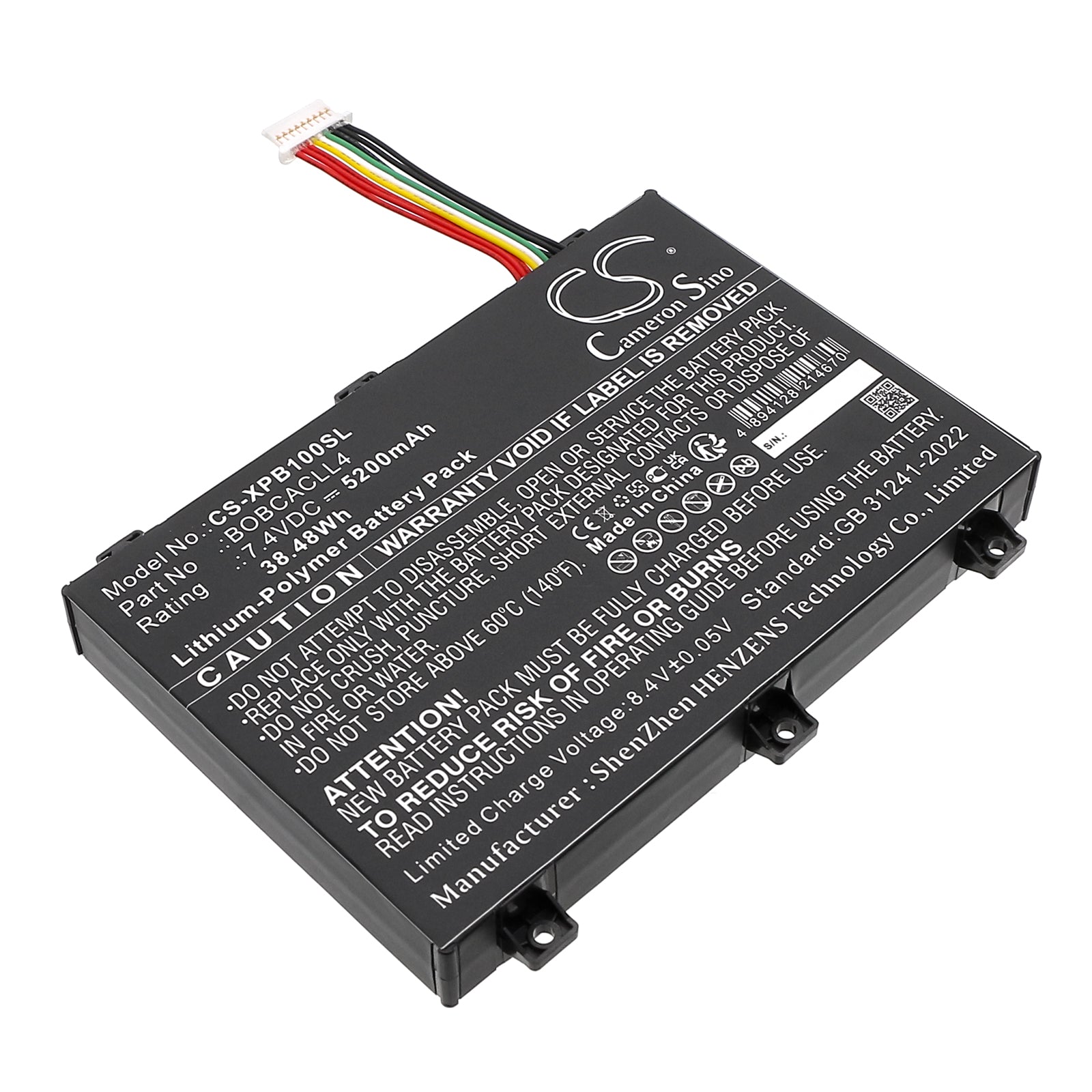 7.4V, Li-Polymer, 5200mAh, Battery fits Xplore Bobcat Rugged IX101B1 Tablet, XSlate B10, 38.48Wh Tablet Cameron Sino Technology Limited
