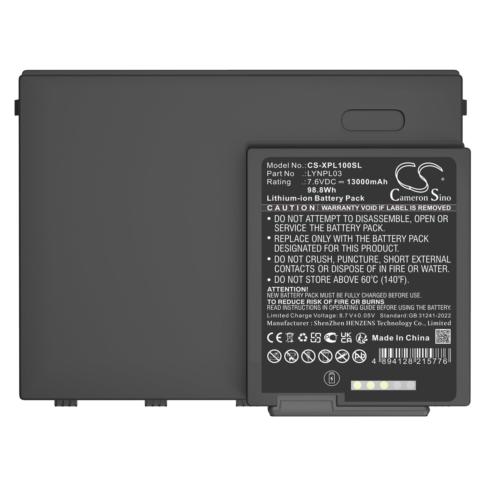 7.6V, Li-ion, 13000mAh, Battery fits Zebra Xbook L10, Xslate L10 | Xplore RSL10, 98.8Wh Tablet Cameron Sino Technology Limited