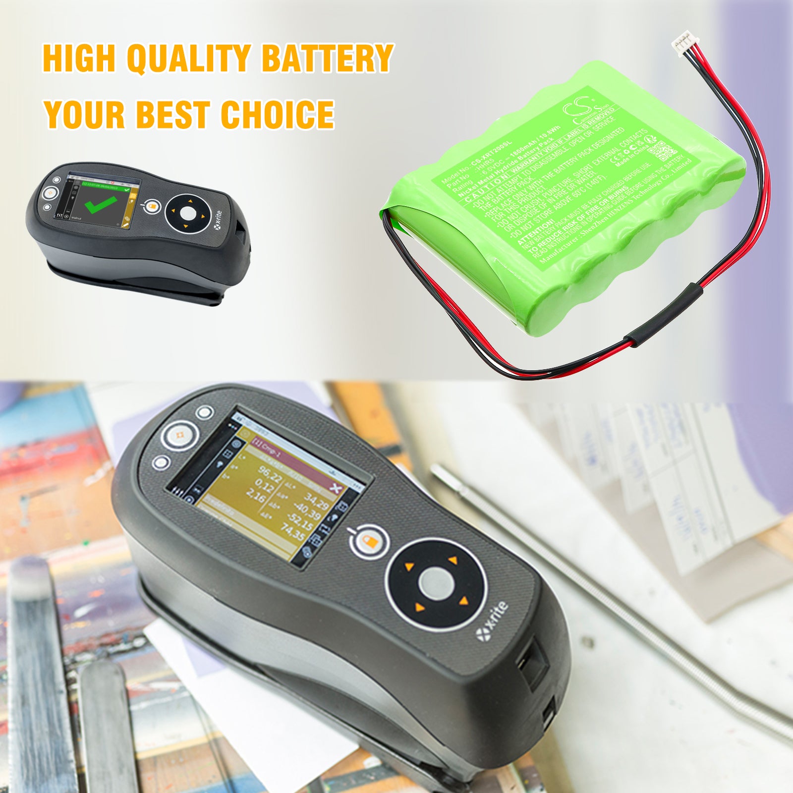 6V, Ni-MH, 1800mAh, Battery fits X-Rite CCD4, CCD5, 10.8Wh Equipment, Survey, Test Cameron Sino Technology Limited