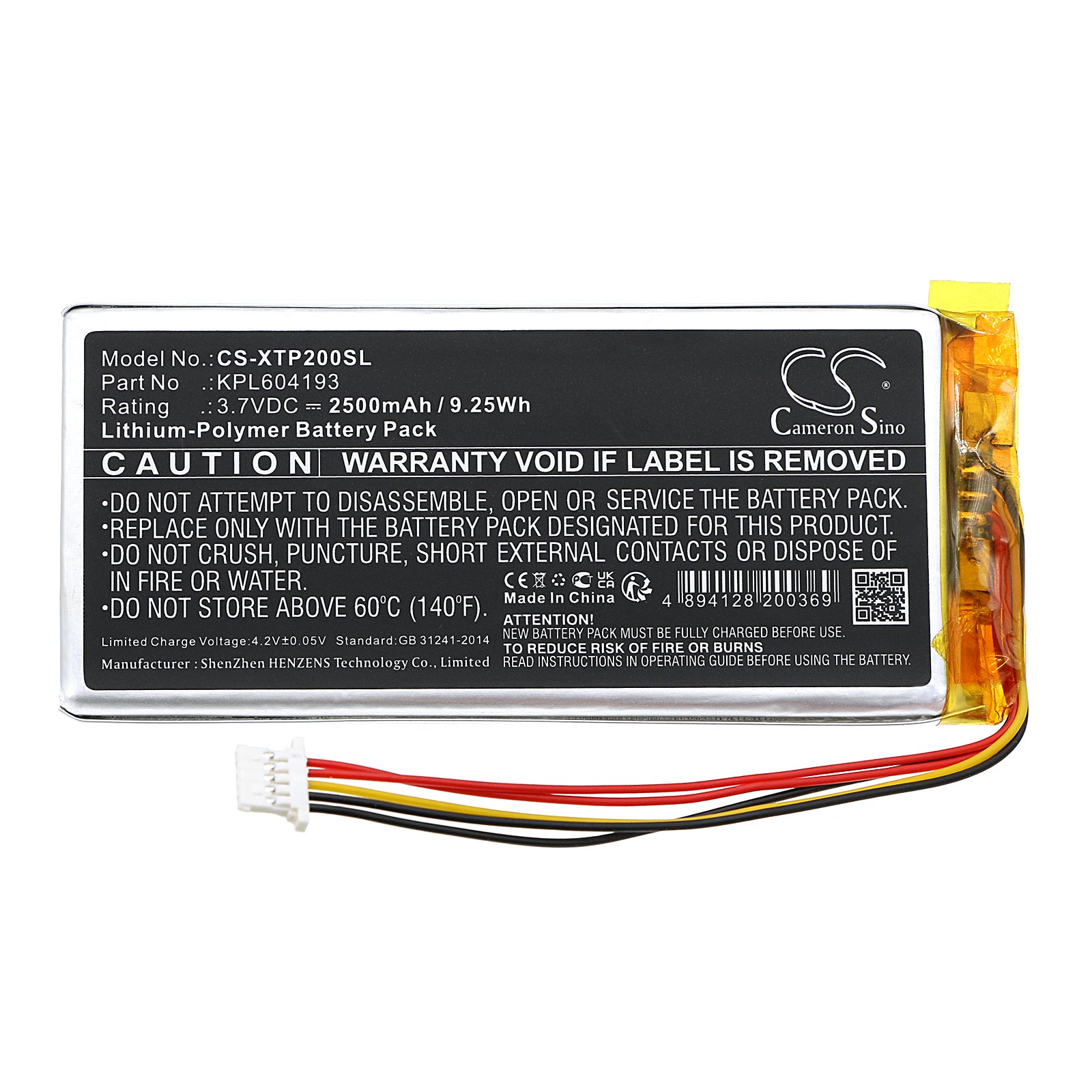 Li-Polymer, Diagnostic Scanner Battery fits Xtool Autopropad Basic, Ps65, 3.7V, 2500mAh Diagnostic Scanner Cameron Sino Technology Limited
